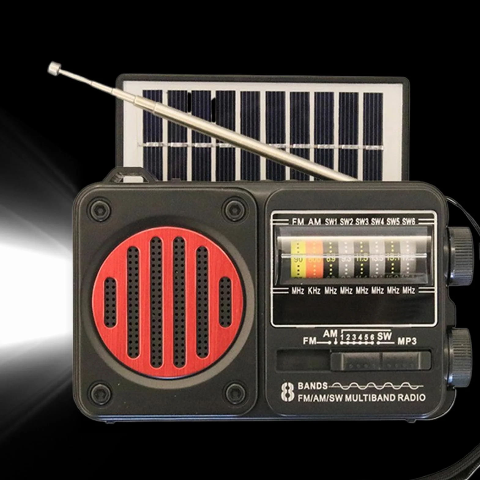 Radio a Manovella a Batteria con Torcia USB e Solare per Campeggio Sopravvivenza