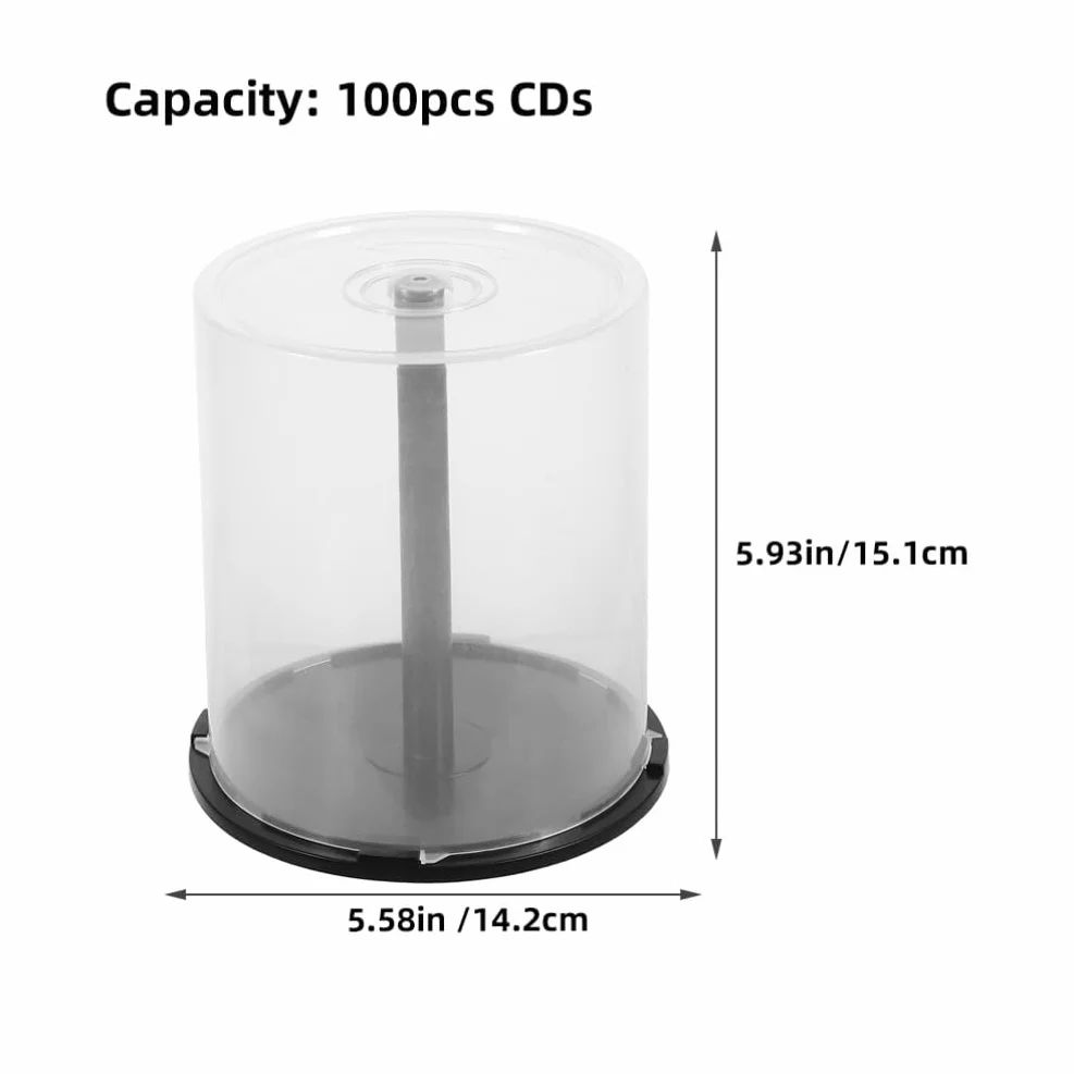 PRETYZOOM Scatola Per Torta Vuota Per Cd/Dvd Da 4 Pezzi Con Mandrino Scatola Di Immagazzinaggio Porta CD In Plastica Trasparente Secchio Per Riporre I Dvd Capacità Di 100 Per CD Dvd
