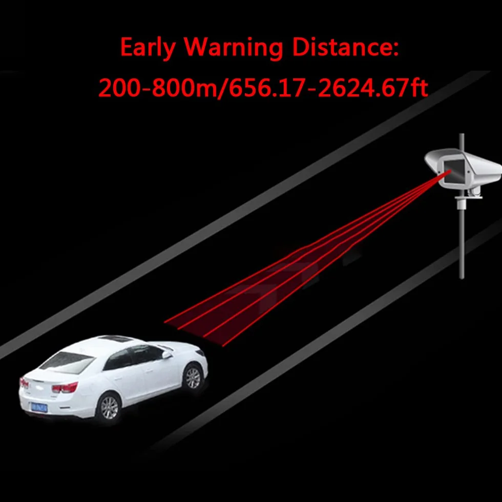 Rilevatore radar per auto a 360 gradi Grey, dispositivo di avviso vocale a LED a LED con 200-800 m di avvertimento remoto a lunga distanza, linguaggi Multri supportati