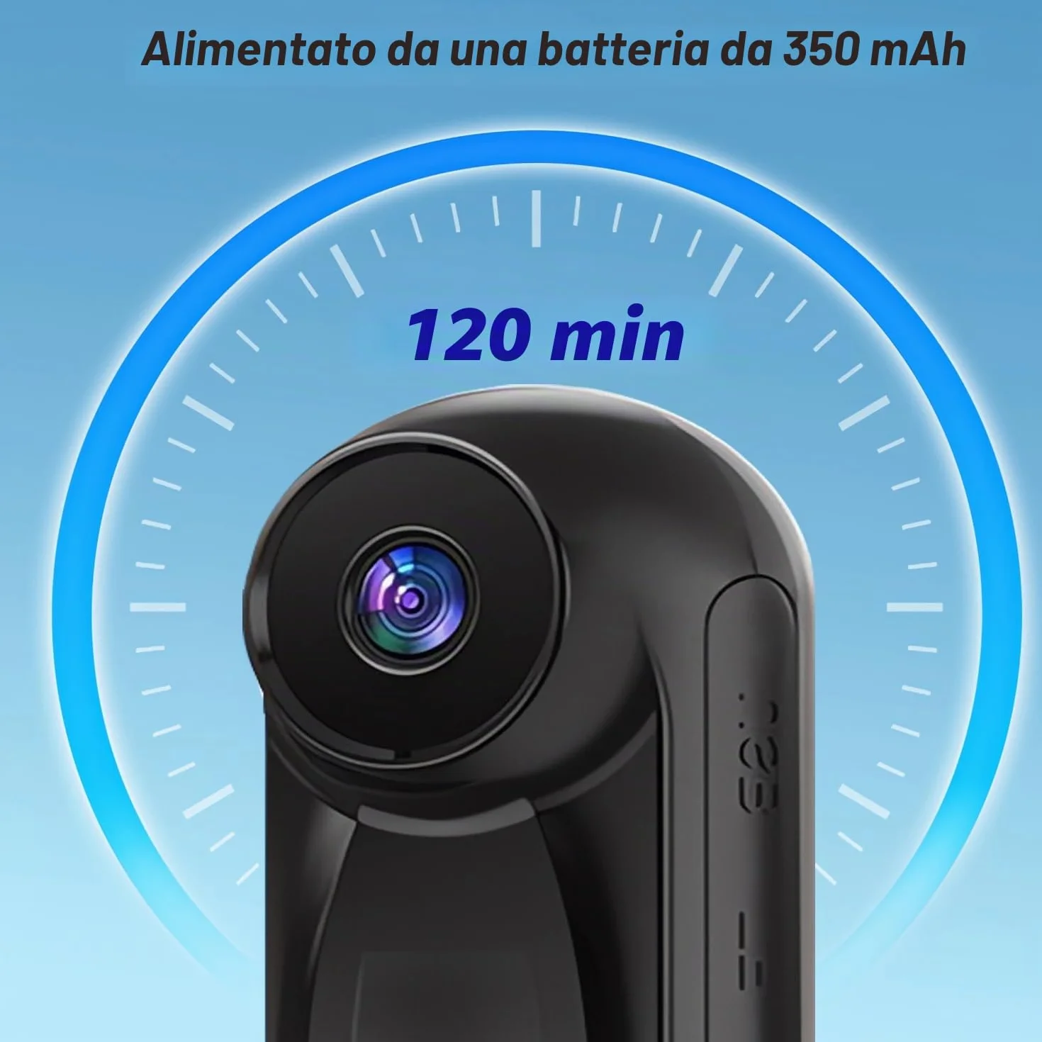 SHMIZZ Mini Action Cam 1080P, Telecamera Sportiva Fotocamere Corporali e Scheda di Memoria 32GB, Mini Vlog Pocket Body Cam Fotocamera Sport,120° Grand Angle con Registrazione Audio e Video