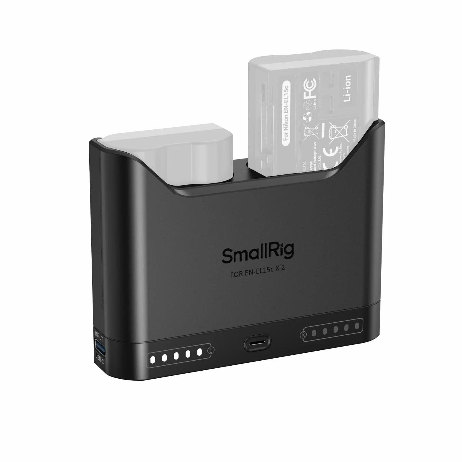 SMALLRIG Caricabatterie EN-EL15c per Nikon, caricabatteria doppio slot da 2 ore, porta USB-C da 22,5 W, per Nikon ZR, Z6III, Zf, Z8, Z7II, Z7, Z6II, Z6, D850, D810, D780, D750, D500, D7500, D7200-5491