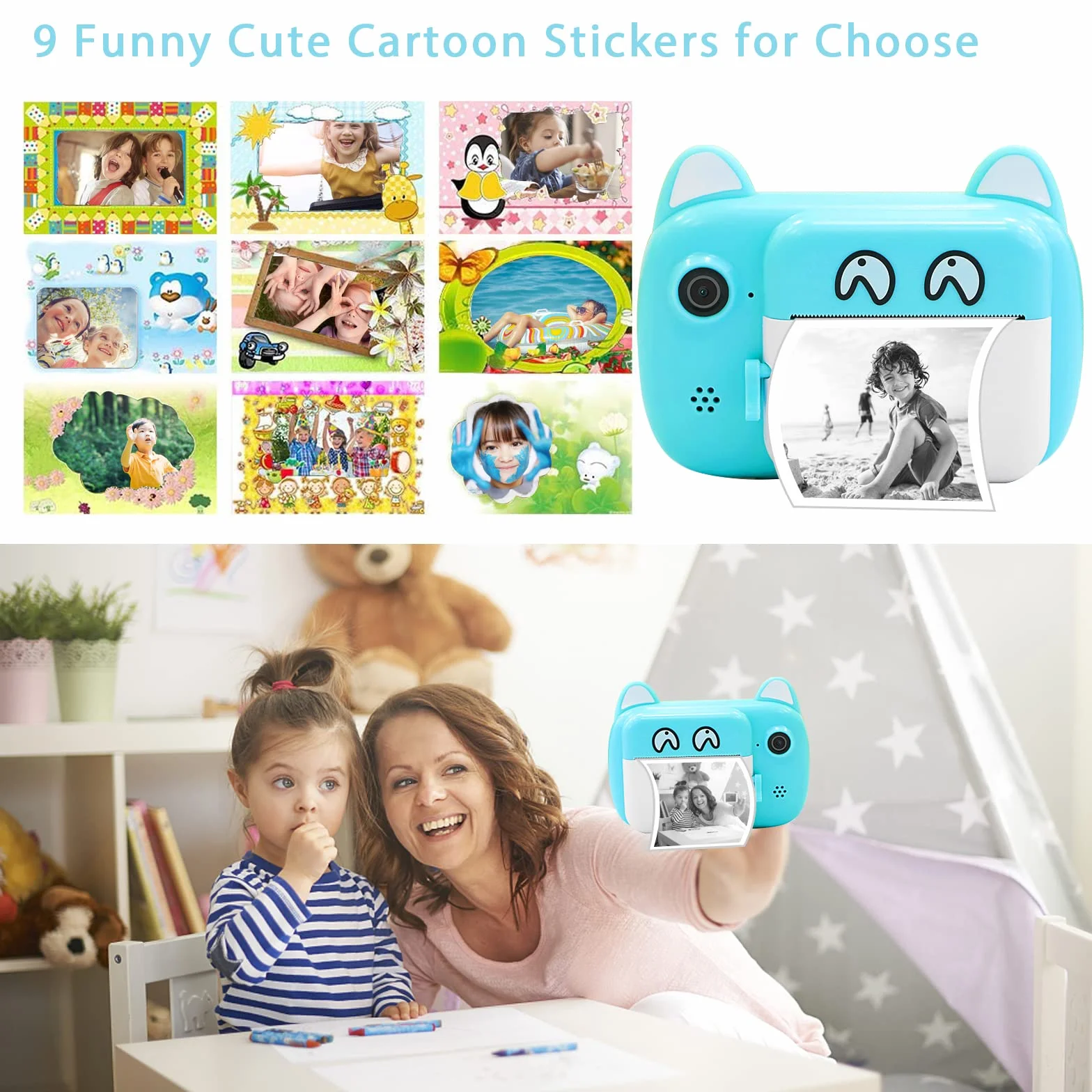 Fotocamera istantanea per bambini, schermo LCD da 2,4 pollici, fotocamera digitale per bambini con zoom 6x, 24 Mpixel, doppio obiettivo e videoregistratore 1080p, regalo per ragazzi e ragazze