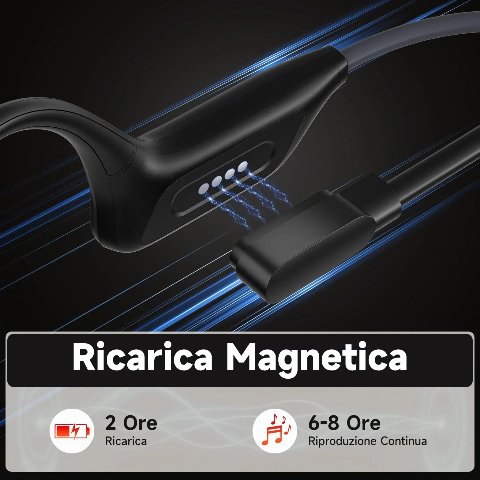 MANKIW Cuffie Conduzione Ossea, IP68 Cuffie Open Ear Bluetooth 6.0, Auricolari Conduzione Ossea per Fitness, Corsa, Auto, Escursionismo