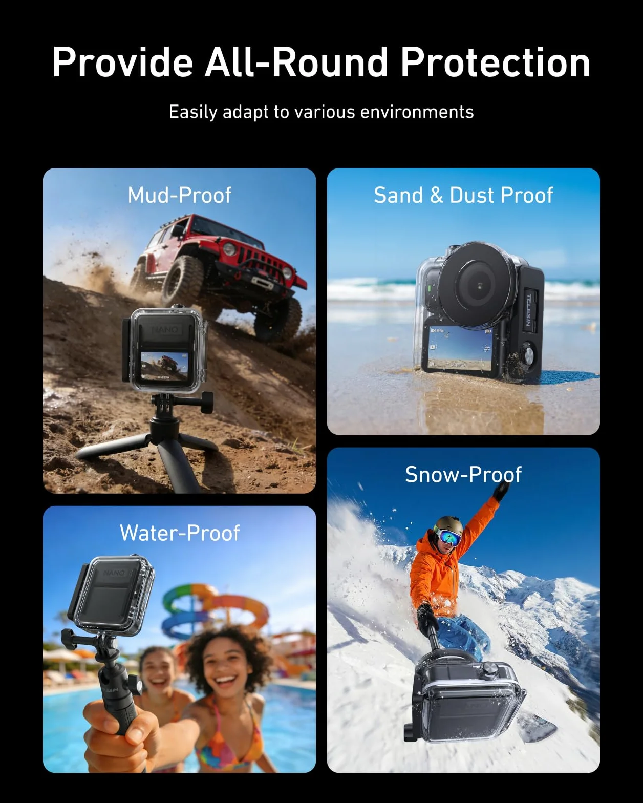 TELESIN Custodia Impermeabile per DJI Osmo Nano, Scatola Subacquea 60M/196FT con Fogli Antiappannamento, Accessori per DJI Osmo Nano per Immersioni Profonde e Snorkeling