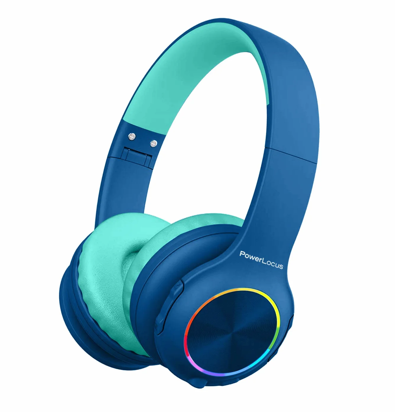 PowerLocus Cuffie Bluetooth pieghevoli senza fili per bambini con luci LED, HD Stereo, USB-C Ricarica Rapida, Micro integrato, SD Modalità e cablata per iPhone/Tablet/TV