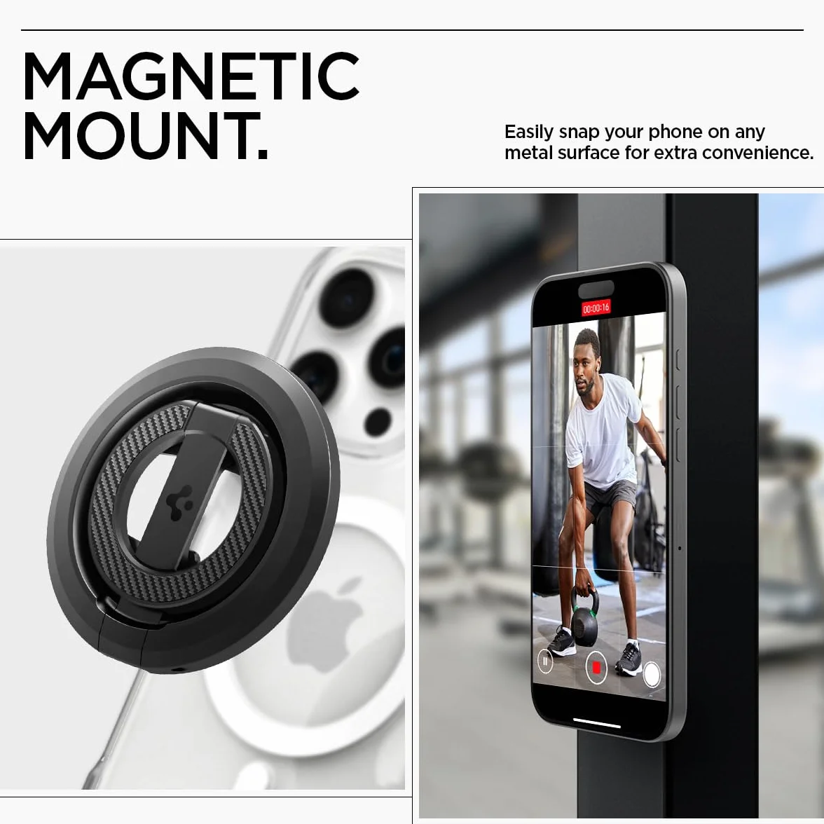 Spigen O-Mag Anello MagSafe [Apribottiglie & Supporto Regolabile] Doppio Magnete Compatibile con Accessori Magnetici, iPhone 17 17e 16 15 14 e Cover MagSafe/Pixelsnap per Samsung S26 S25, Pixel 10 10a