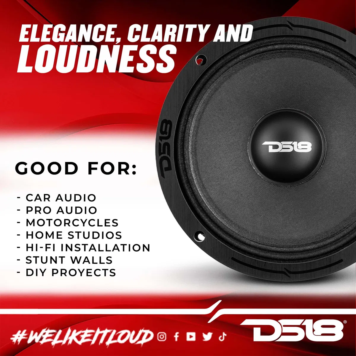 DS18 PRO-ZXI8M - Altoparlante per auto, 8", 600 W, 8 Ohm (1 altoparlante)