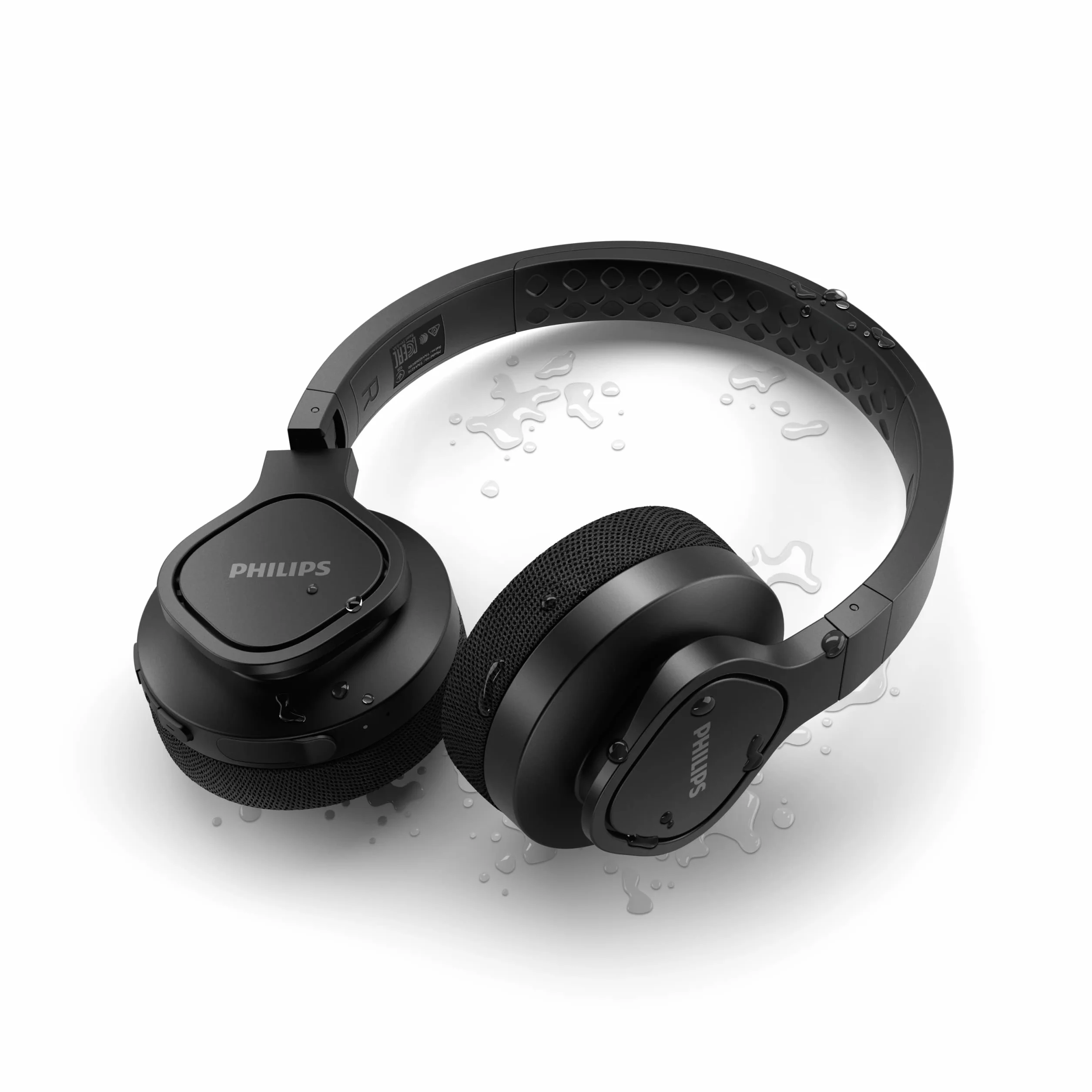 Philips A4216BK/00 On-Ear Cuffie Sportive Wireless, Driver 40 mm, 35 Ore di Riproduzione/On Ear, Protezione IP55, Cuscinetti Rinfrescanti e Lavabili, Nero, One Size, Nuova Versione, Go Sports