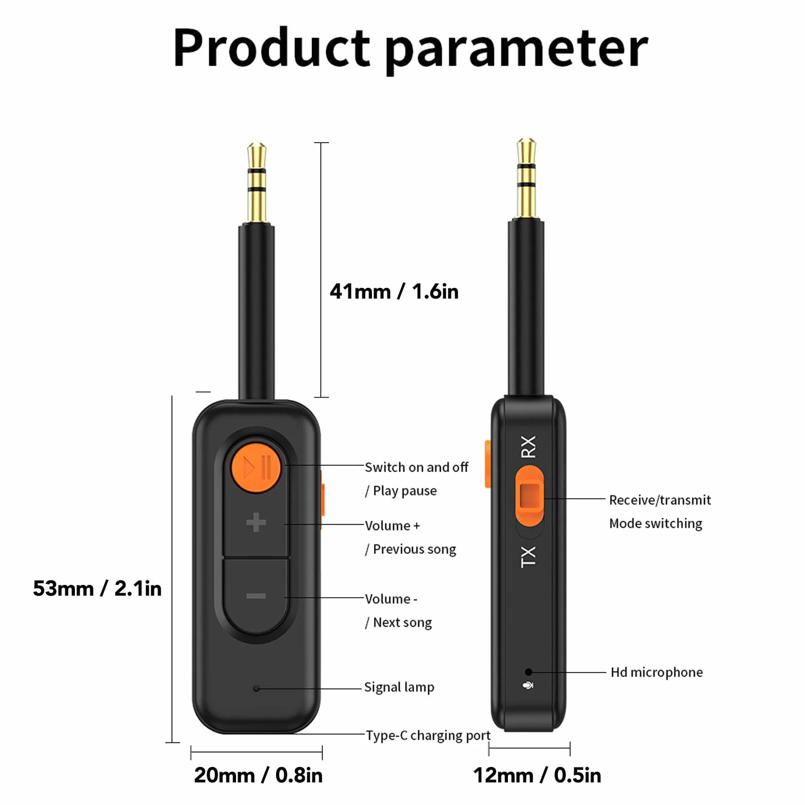 Goshyda Adattatore Bluetooth Wireless per Aereo, Versione 5.4 con Tappo Aereo, Aux da 3,5 Mm per la Palestra da Viaggio Stereo a Casa, Durata della Batteria Lunga
