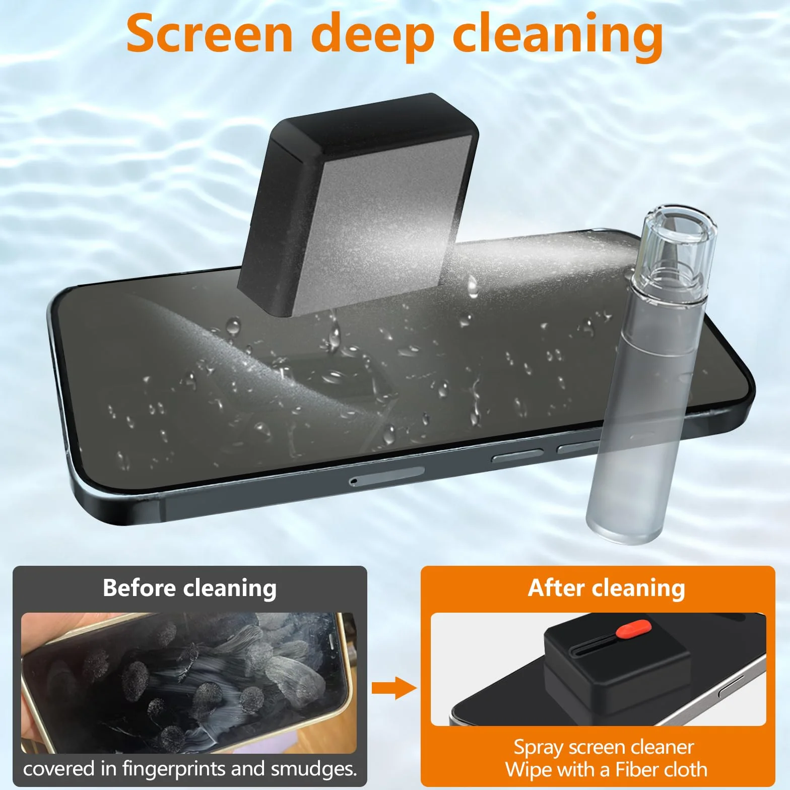Kit per la pulizia del telefono con pulitore per porta di ricarica, pennino, schermo e spazzola per altoparlanti, per iPhone, Samsung, AirPods, MacBook, laptop, PC, tastiera, iPad (nero, con stucco e