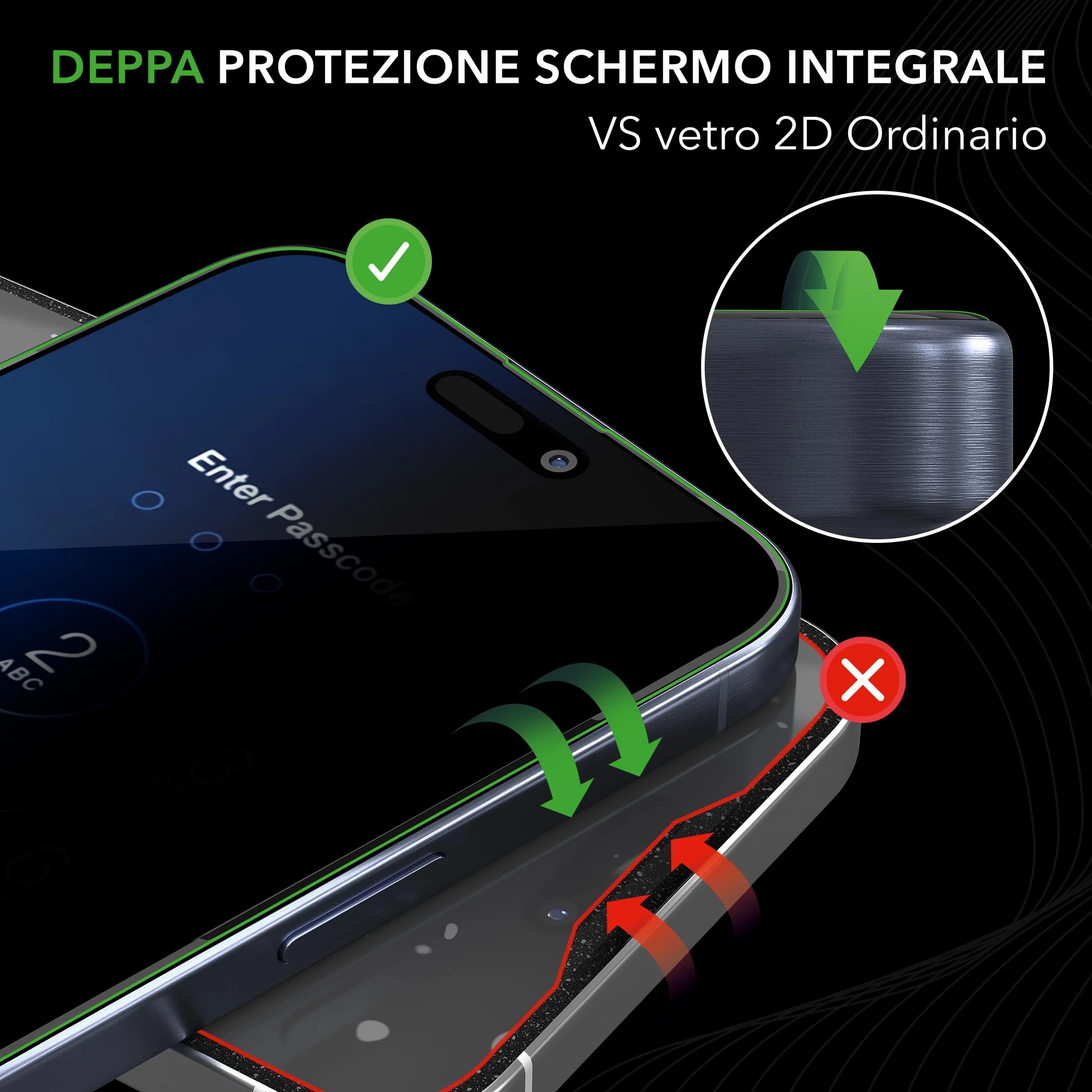 Deppa [2 Pezzi Pellicola Privacy per iPhone 15 Pro Max (6.7") | Vetro Temperato Anti-Spia 9H | Copertura Totale | Anti Graffi | Ultra Resistente | Kit di Installazione Facile