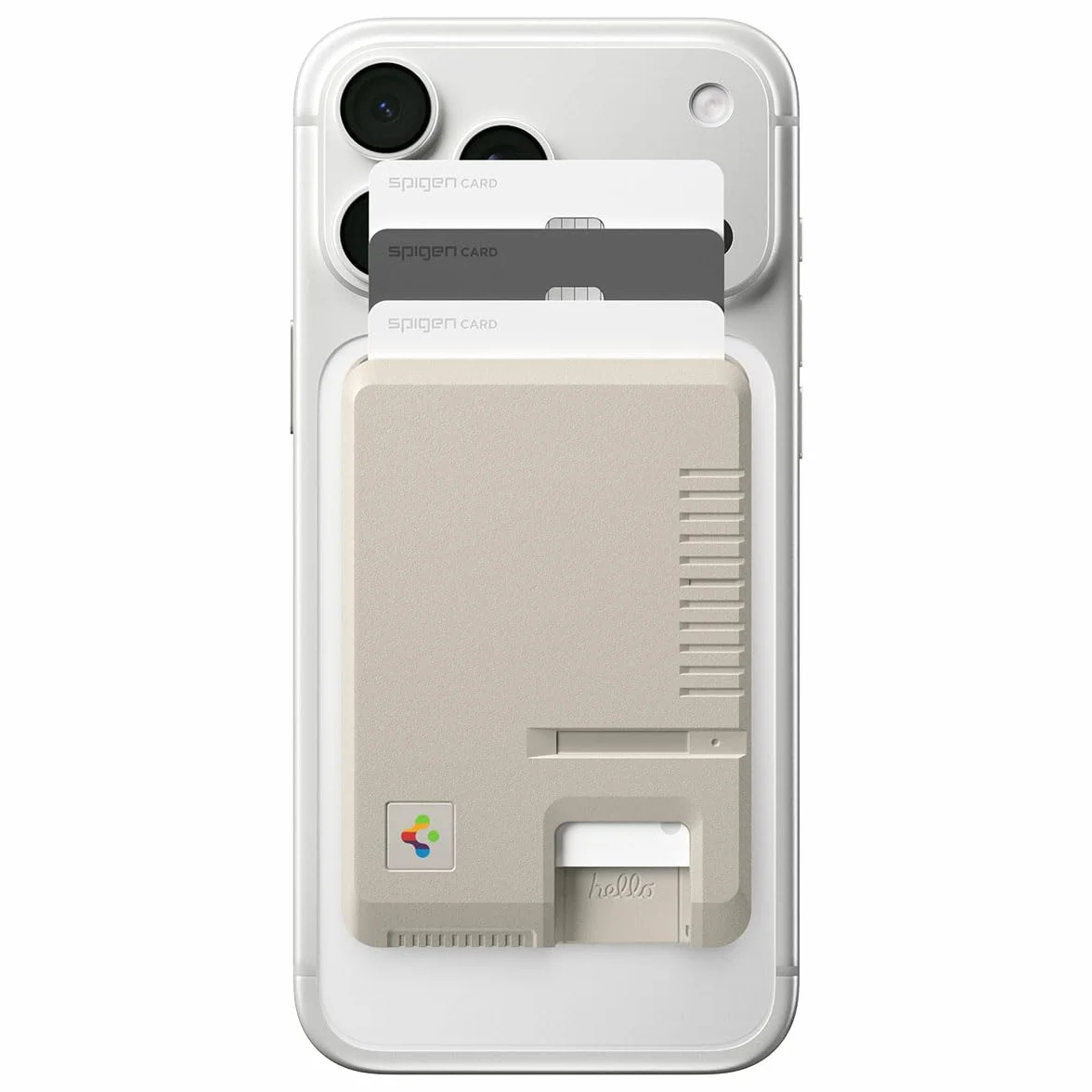 Spigen Classic LS Portafoglio (3 carte) MagSafe Wallet Magnetico Portacarte Compatibile con iPhone 17/16/15/14/13/12 Modelle, Accessori MagSafe - Stone