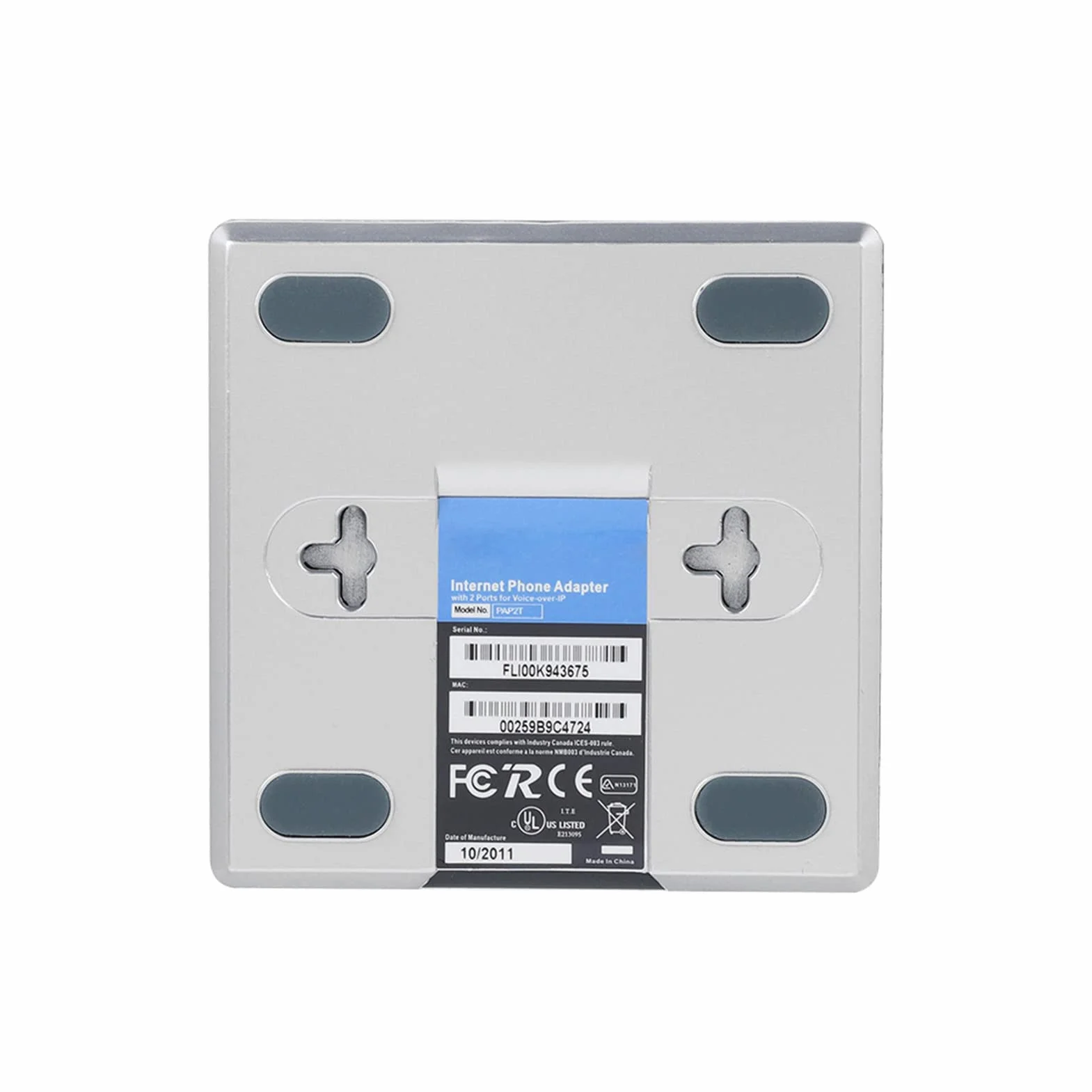 Pissente Gateway VoIP 2 Porte, Adattatore Telefonico Internet SIP RJ45 con Cavo di Rete compatibile con PAP2T, Leggero e Portatile, Spina Europea
