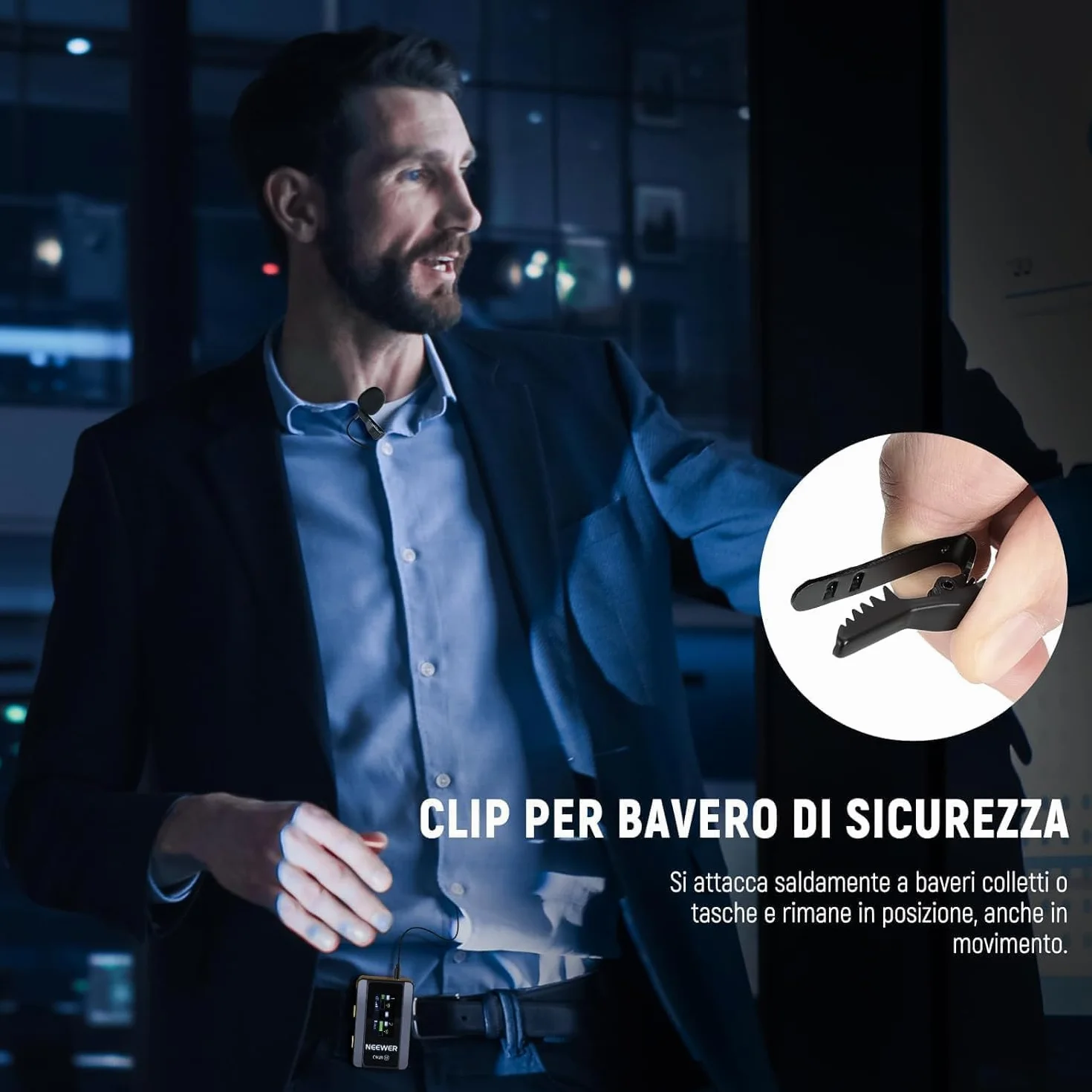 NEEWER Confezione da 2 microfoni Lavalier da bavero Compatibile con DJI Rode Wireless GO II Wireless Pro microfono wireless, 3,5 mm TRS omnidirezionale a condensatore cablato con clip per YouTube Live