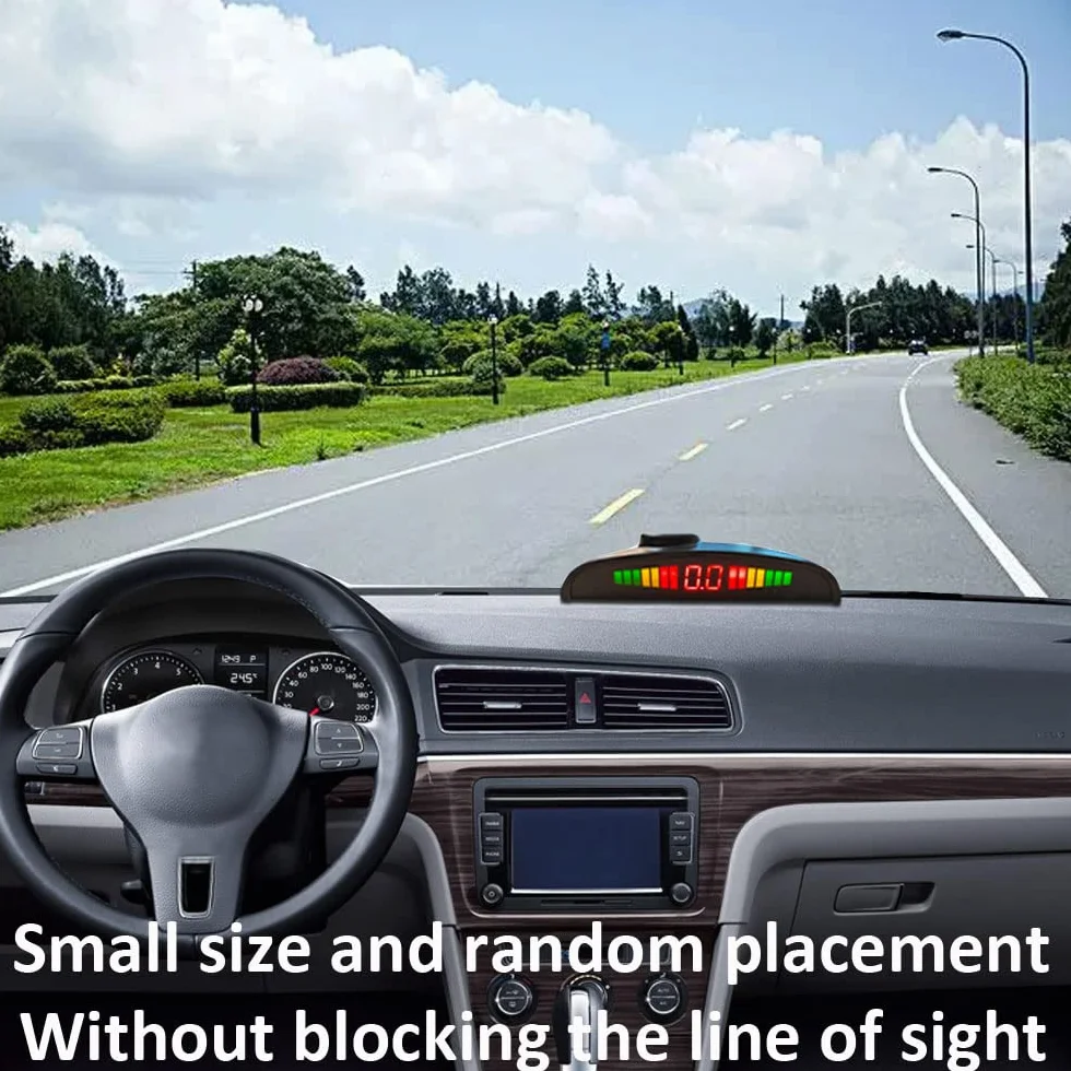 Auto Sensori di Parcheggio 4 Sensore Posteriore Parcheggio Kit Sistema Radar Parcheggio in Retromarcia Allarme Sonoro Distanza LED Display Radar Inverso Rosso