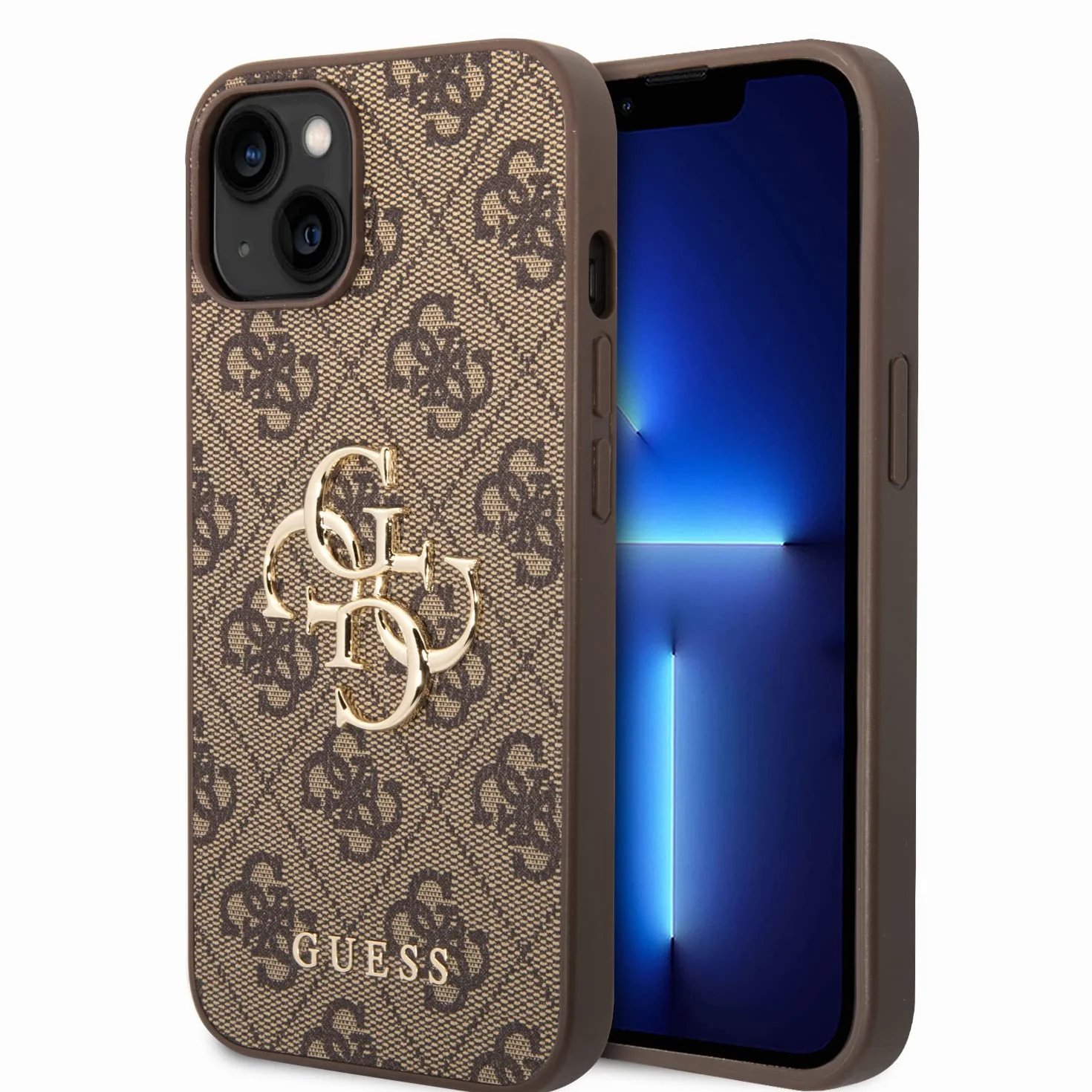 GUESS GUHCP15S4GMGBR Custodia rigida per iPhone 15 6.1", logo Big Metal