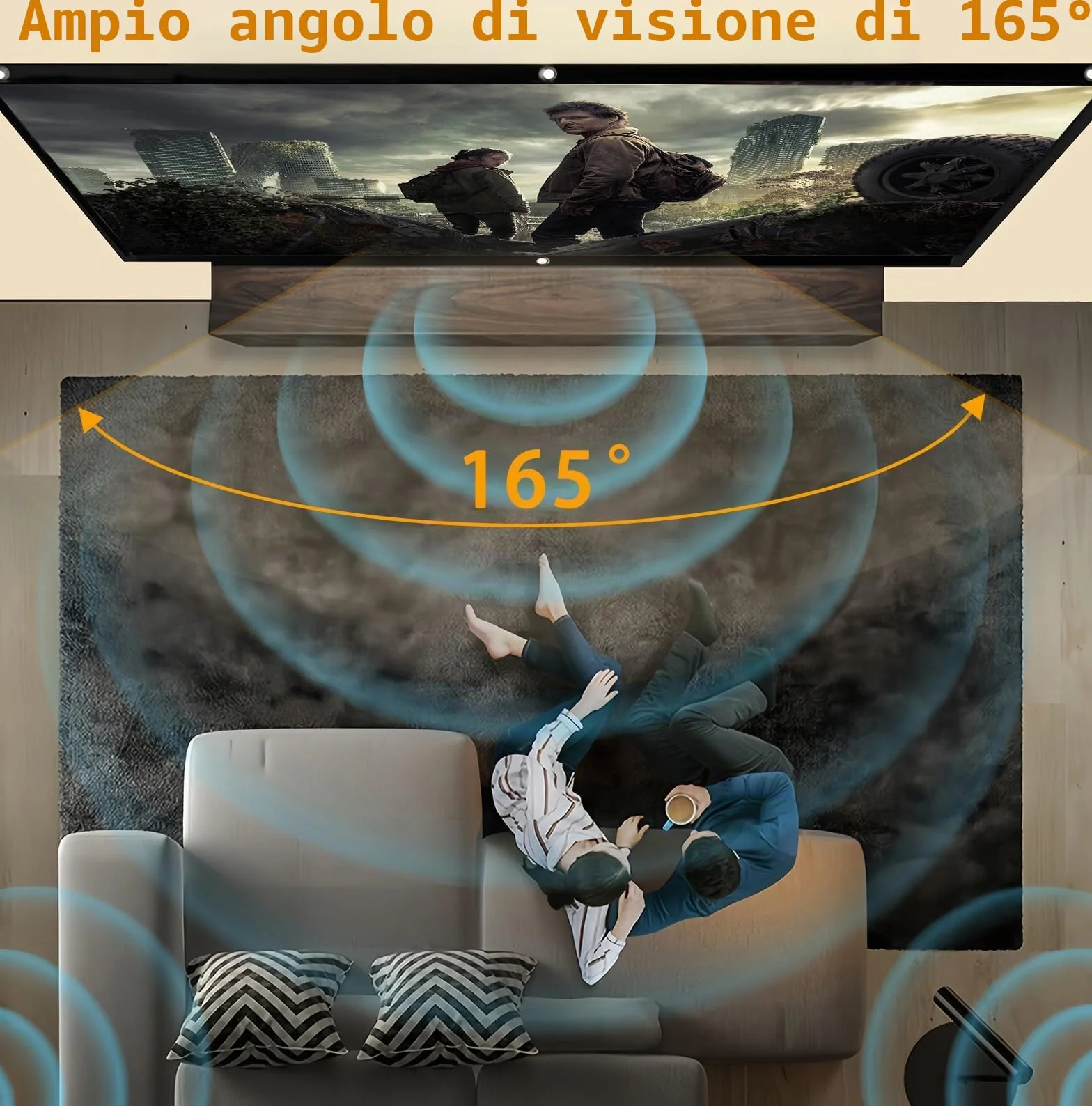 Schermo Proiettore 100 Pollici, Schermo Cinematografico Portatile 16:9 HD 4K Schermo Lavabile Pieghevole per casa, ufficio, classe