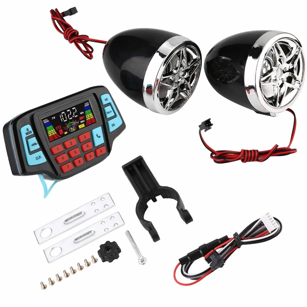 Qiilu Moto MP3, Moto impermeabile BT Lettore MP3 o Stereo Sistema di altoparlanti USB TF Card Carrier