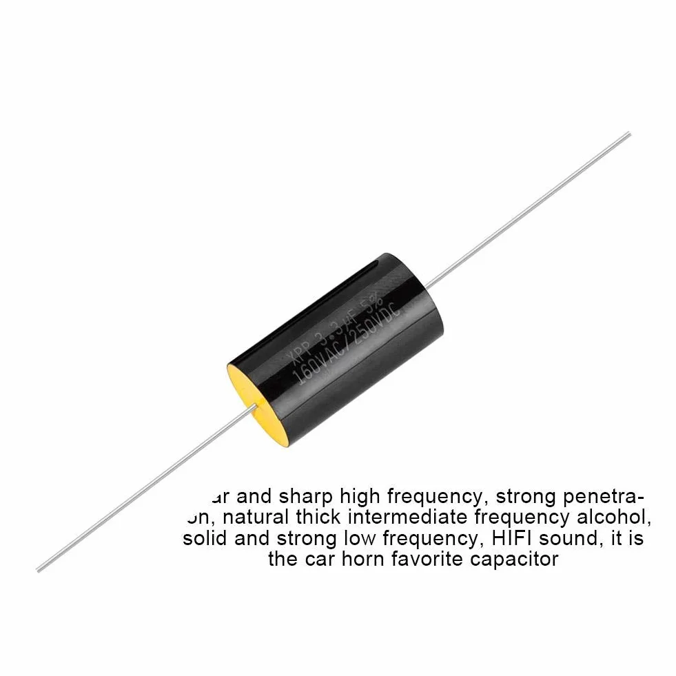 2Pezzi Resistori Elettronici per Film Metallici, Condensatori Elettrolitici 1uF/2.2uF/3.3uF audio HIFI Divisore Crossover con Perno filo di rame puro per auto treble (3.3uF)