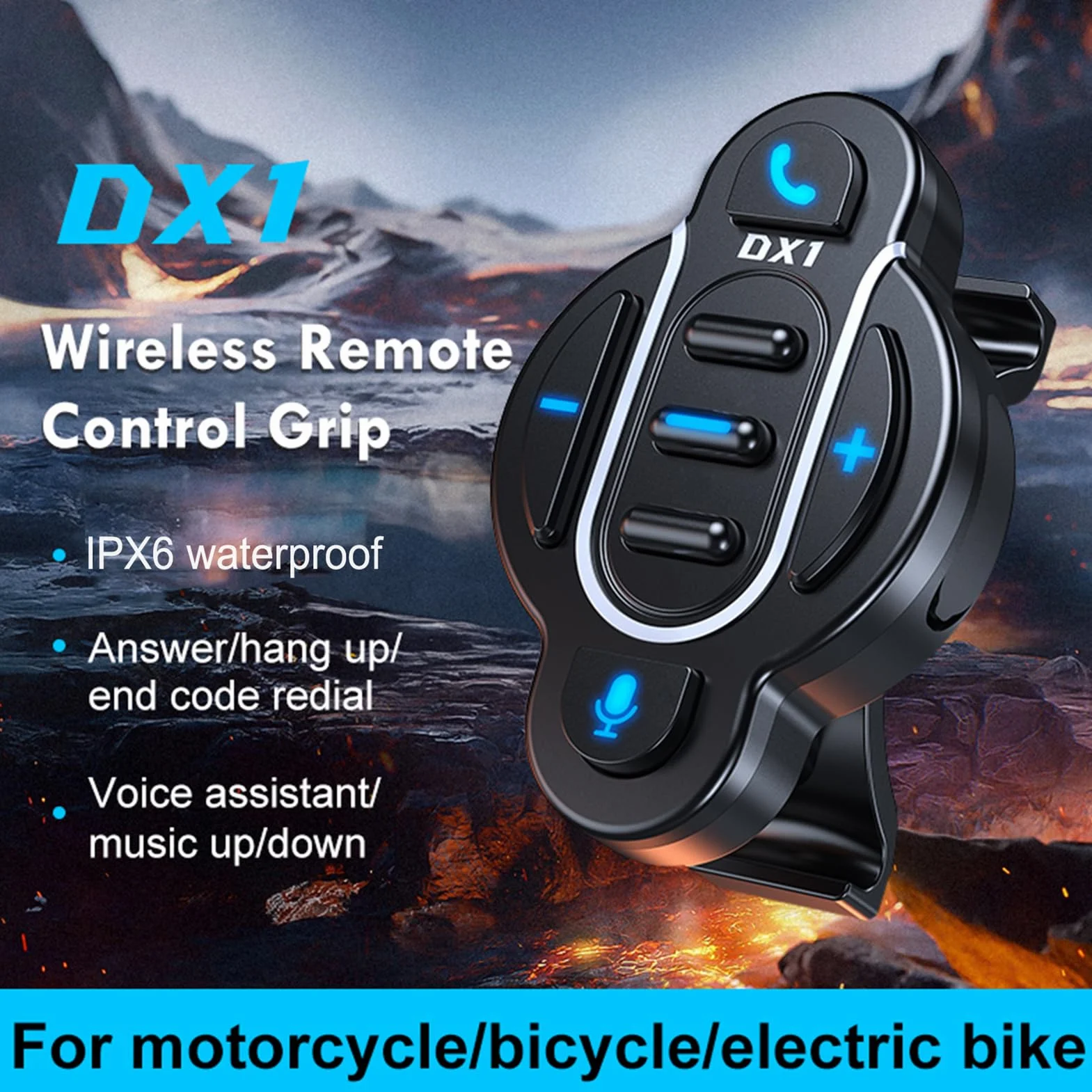 Docooler Controllore BT moto telecomando manubrio impermeabile controllore chiamata/musica assistente vocale, tasti multimediali telecomando per bicicletta elettrica moto