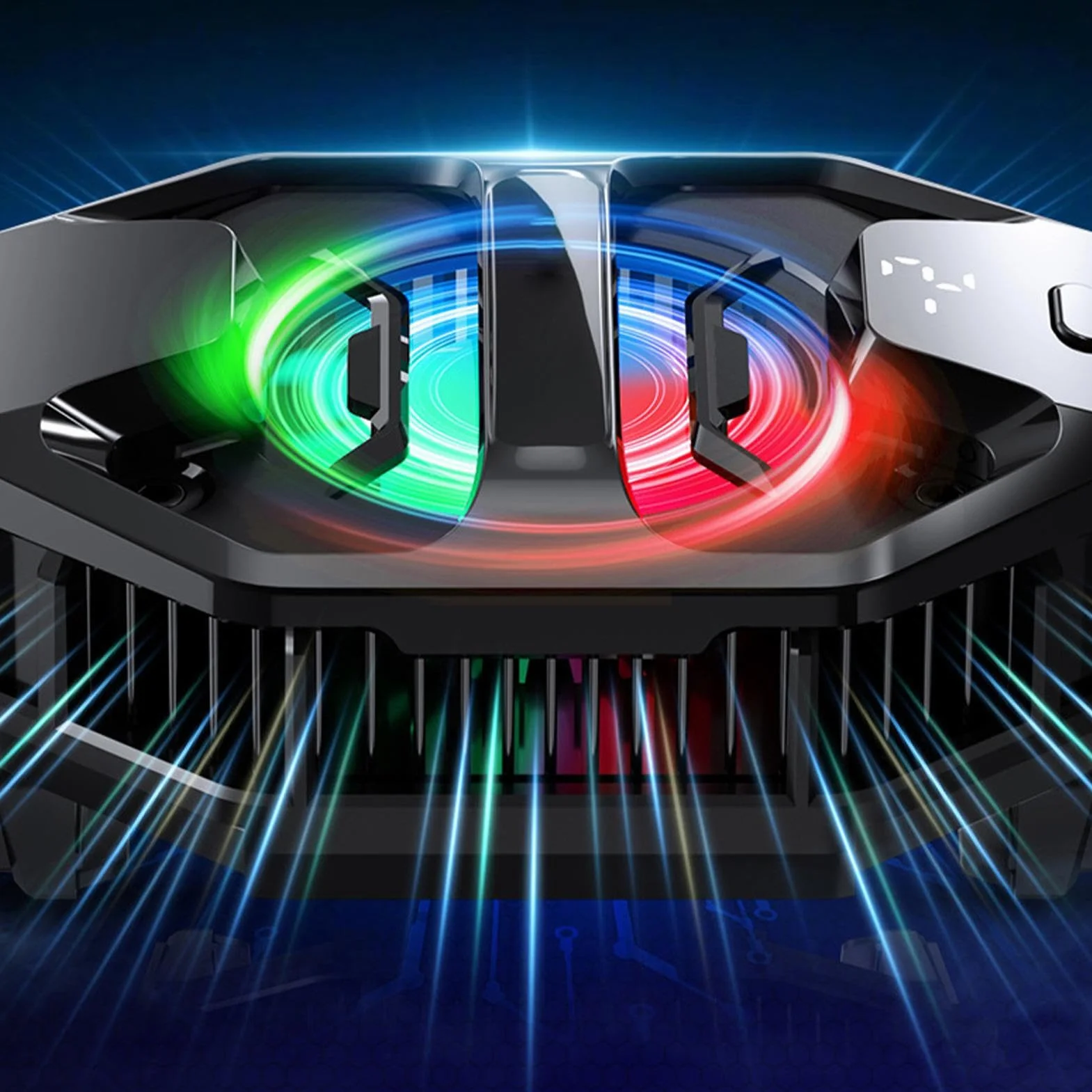 Ventola di raffreddamento per telefono, radiatore per telefono, semiconduttore, portatile, con LED RGB, per videogiochi, live streaming, vlog, tablet, spiaggia