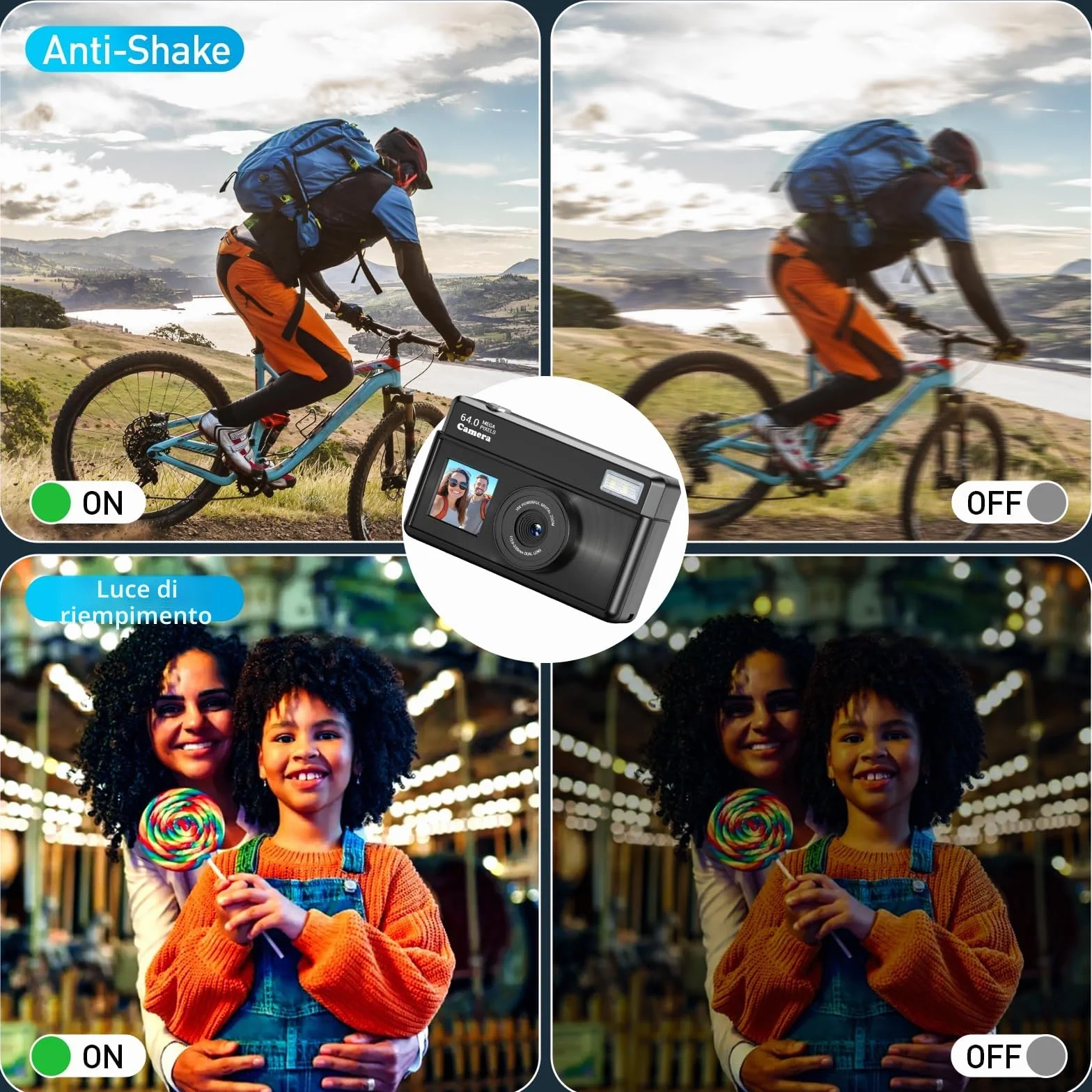 Macchina Fotografica Digitale, Fotocamera Digitale Compatta 4K 64MP, Scheda da 32 GB, Anti-vibrazione, Zoom 18X, Videocamera per Vlogging per Adolescenti, Principianti, Adult (Nero)