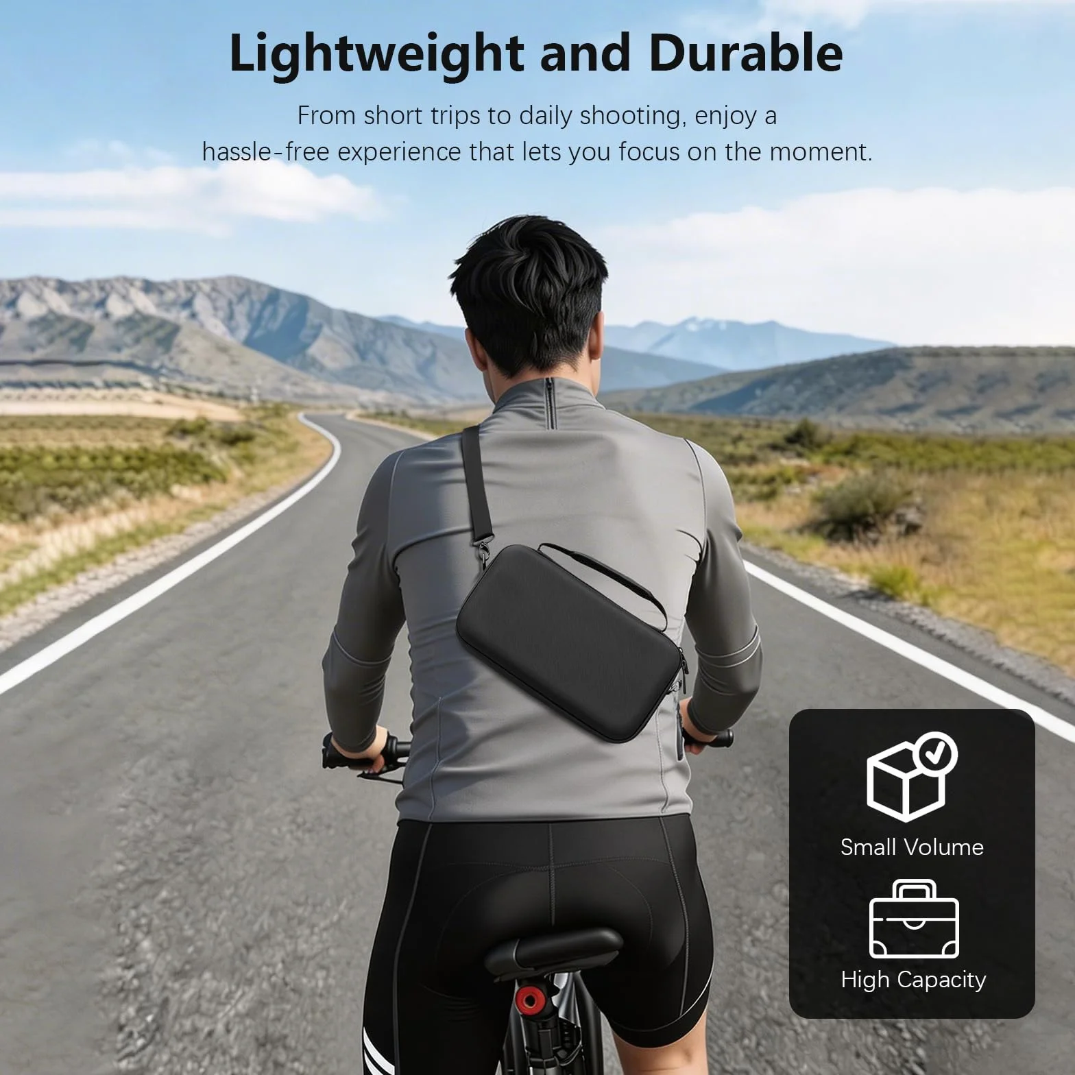 AMAZEAR Custodia da trasporto per accessori Insta360 X5 / X4 Air, Borsa impermeabile, Borsa a tracolla portatile per Insta360 X5 / X4 Air, Compatibile con asta selfie, Totalmente nero, Media