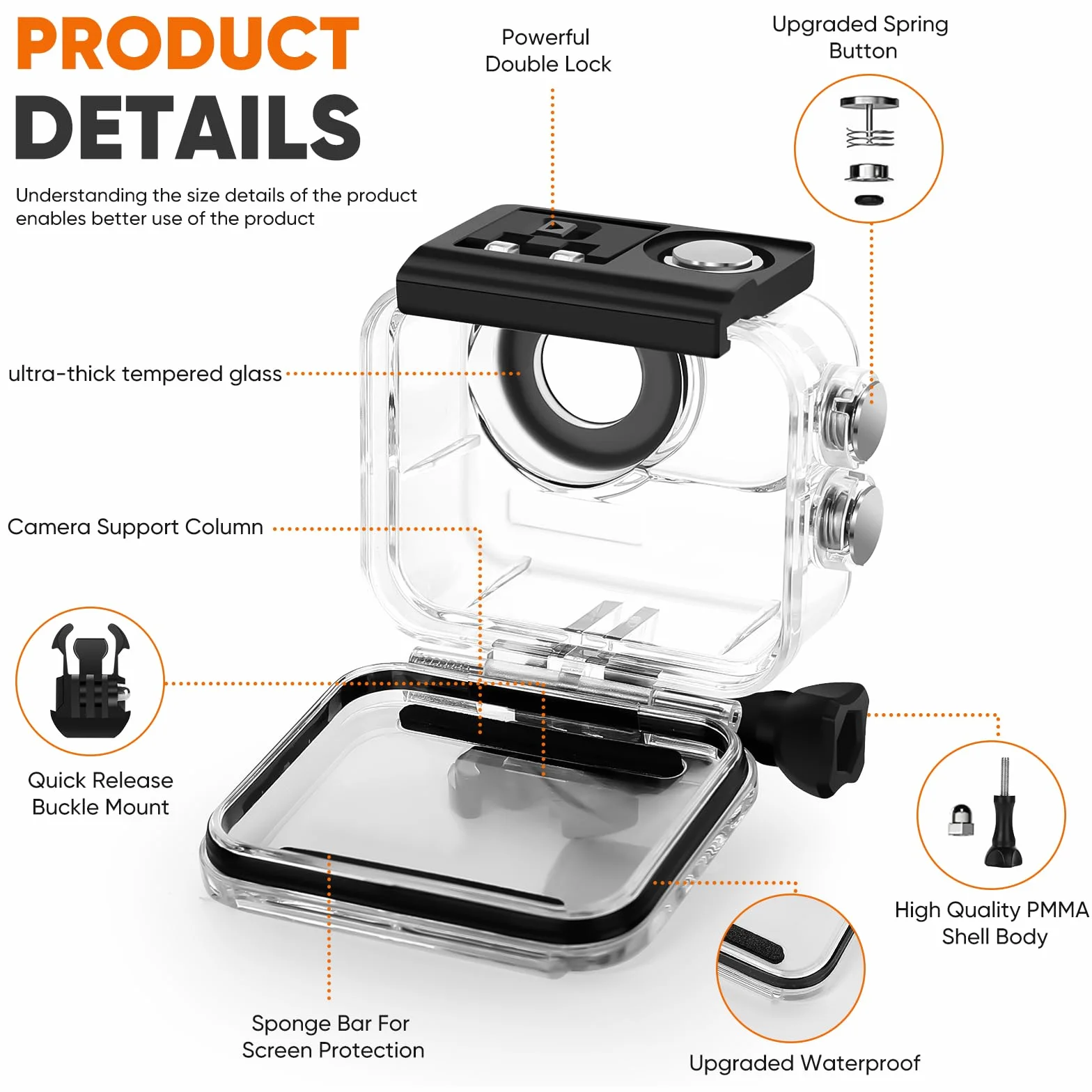 Custodia impermeabile e impugnatura galleggiante compatibile con Insta360 GO 3, custodia protettiva subacquea con accessori per staffa per Insta360 GO 3