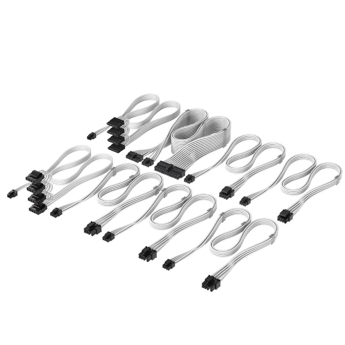 CORSAIR Elite Premium Type 4 Kit Professionale di cavi PSU con Guaina Individuale – Guaina in paracord a tripla maglia, compatibile con PSU Corsair Type 4 – Bianco