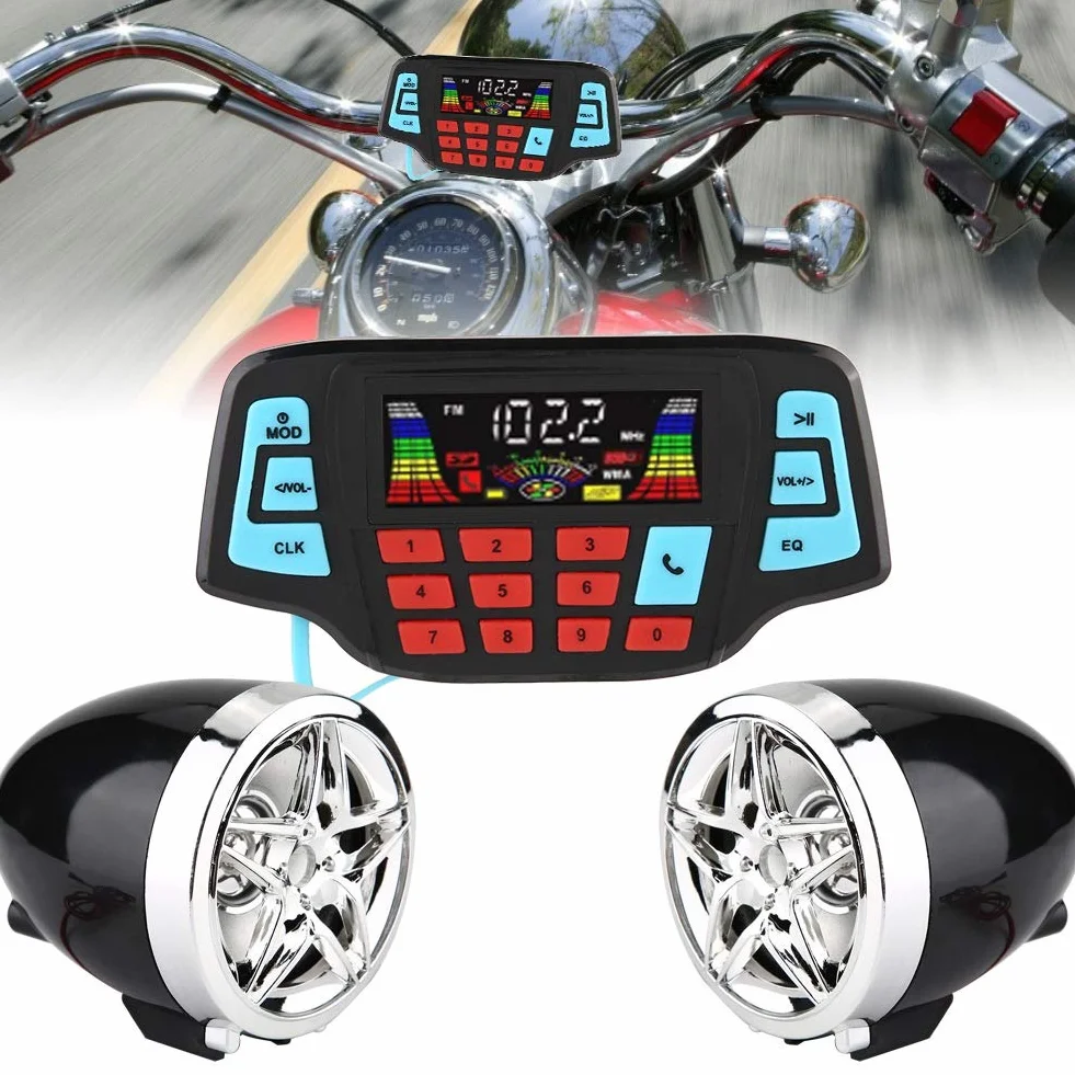 Qiilu Moto MP3, Moto impermeabile BT Lettore MP3 o Stereo Sistema di altoparlanti USB TF Card Carrier