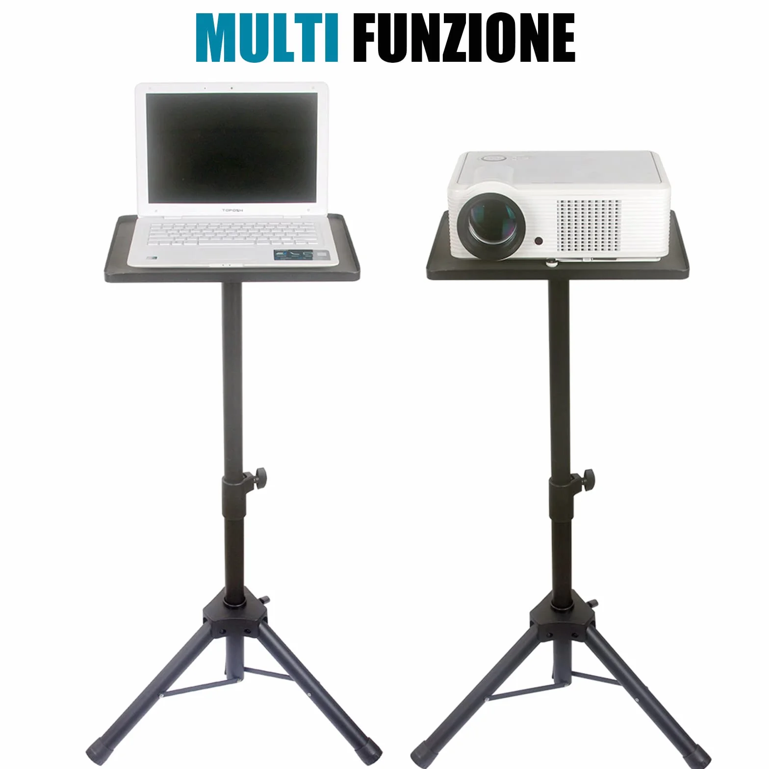 GLEAM Supporto per Proiettore Supporto Forte Vassoio Grande 39cm (Lunghezza) x 29cm (Larghezza) Altezza da 60 cm a 100 cm per Laptop, Proiettore