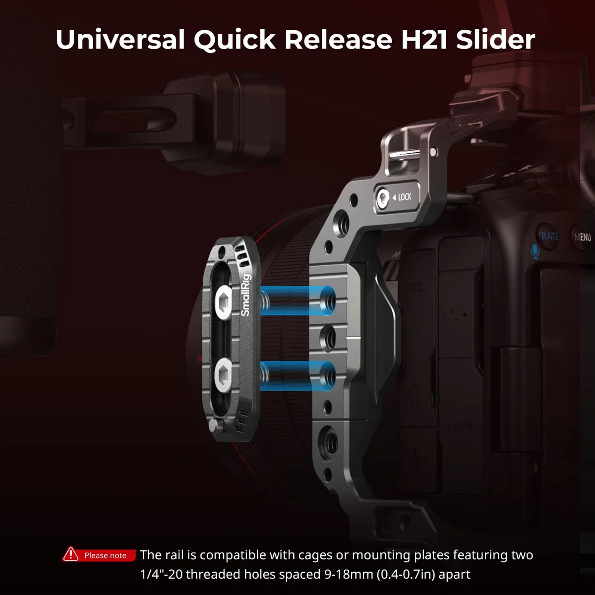 SMALLRIG HawkLock H21 QR - Maniglia laterale laterale con guida Nato, per mancini o destrorsi, regolabile in altezza, 36 mm/1,4 pollici, impugnatura ergonomica con slitta flash, fori filettati 1/4"-20