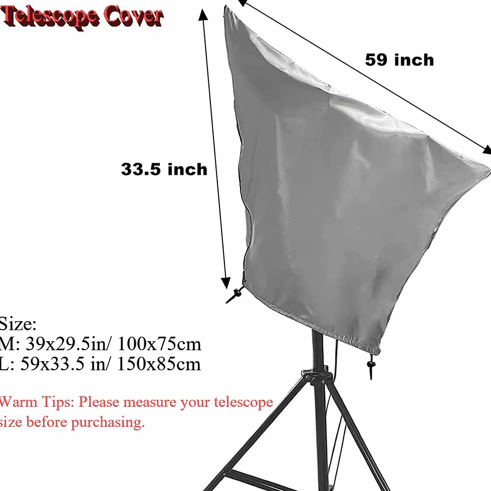 Copertura per telescopio, impermeabile, in tessuto Oxford 420D, per esterni, sole, antipolvere, mantello per mobili con coulisse regolabile (L: 150 x 85 cm)