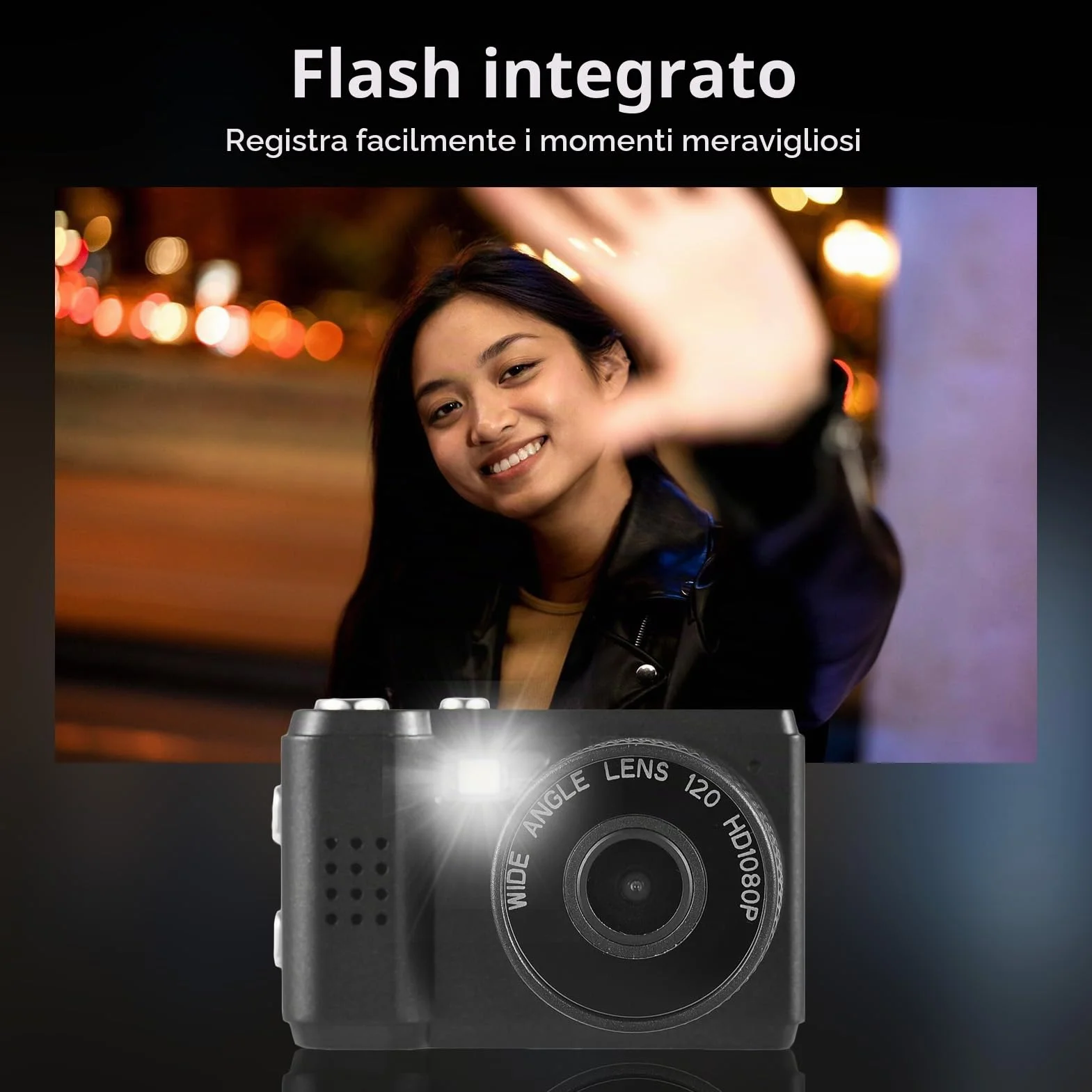 Andoer Mini Fotocamera Digitale, 1080P, Compatta, Con Schermo LCD, Rosa/Nero, Per Bambini, Adolescenti, Anziani, Principianti