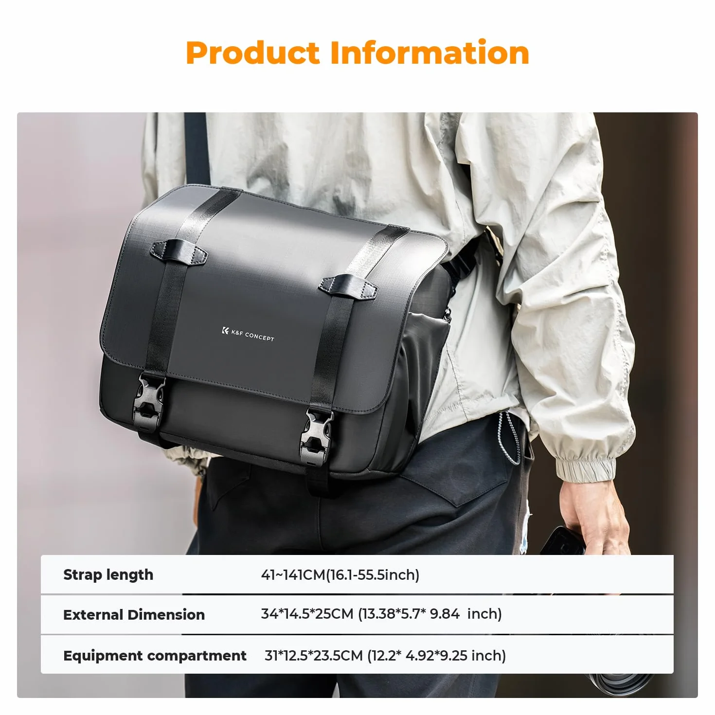 K&F CONCEPT Borsa per fotocamera, Borse fotografico con scomparto per laptop/supporto per treppiede/tracolla regolabile custodia per fotocamera impermeabili compatibili con DSLR/SLR/Obiettivo