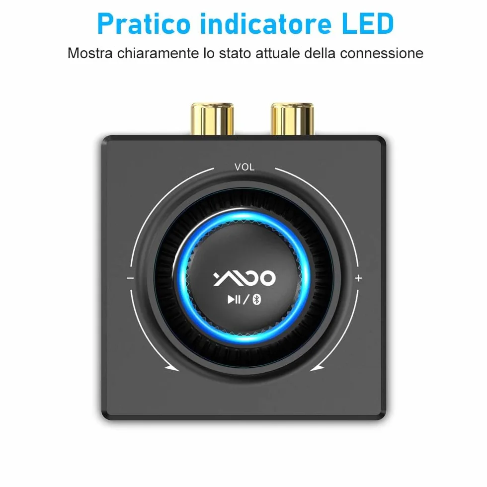 YMOO Ricevitore Bluetooth 5.3 HiFi Audio 3.5mm RCA Jack, Adattatore Aux per Impianto Stereo