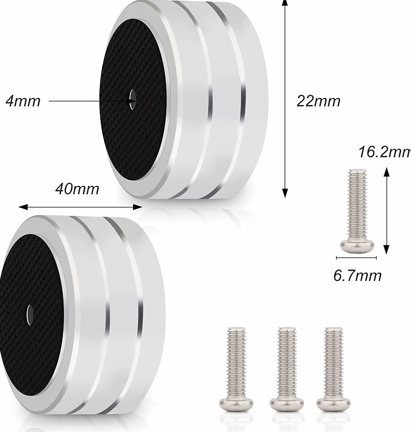 Piedini per altoparlante ammortizzatori di risonanza subwoofer HiFi 4 pezzi argento