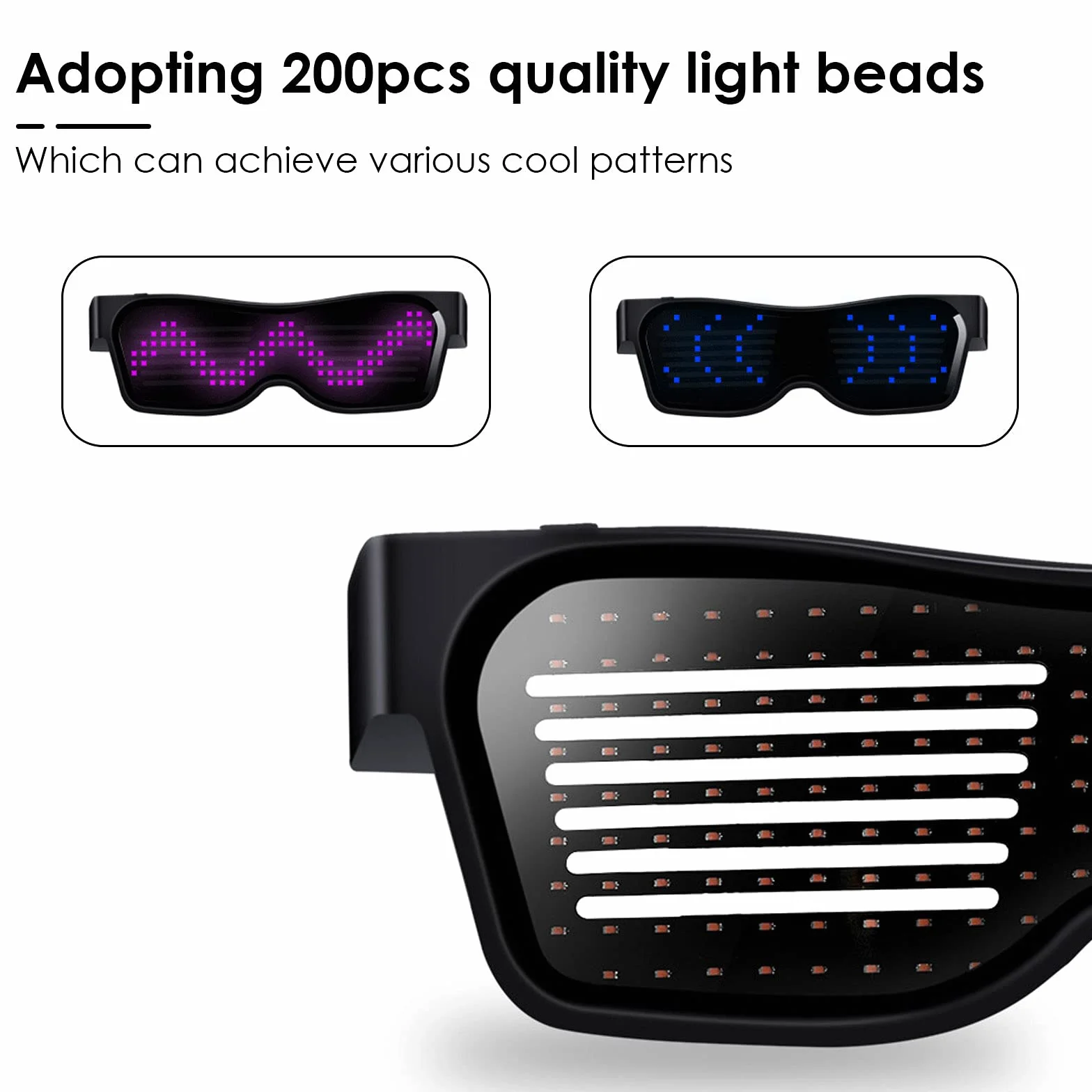 Occhiali a LED personalizzabili BT Light Up Occhiali con neon lampeggiante al buio Occhiali per bomboniere Festival Outfit Halloween Accessori per costumi Nightclub