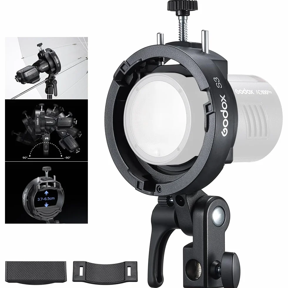 Godox Staffa S3 Speedlite per Godox AD200Pro II, AD300Pro II, per V1Pro /V100 Round Head Speedlite, V860III / TT685II / V480 Series.