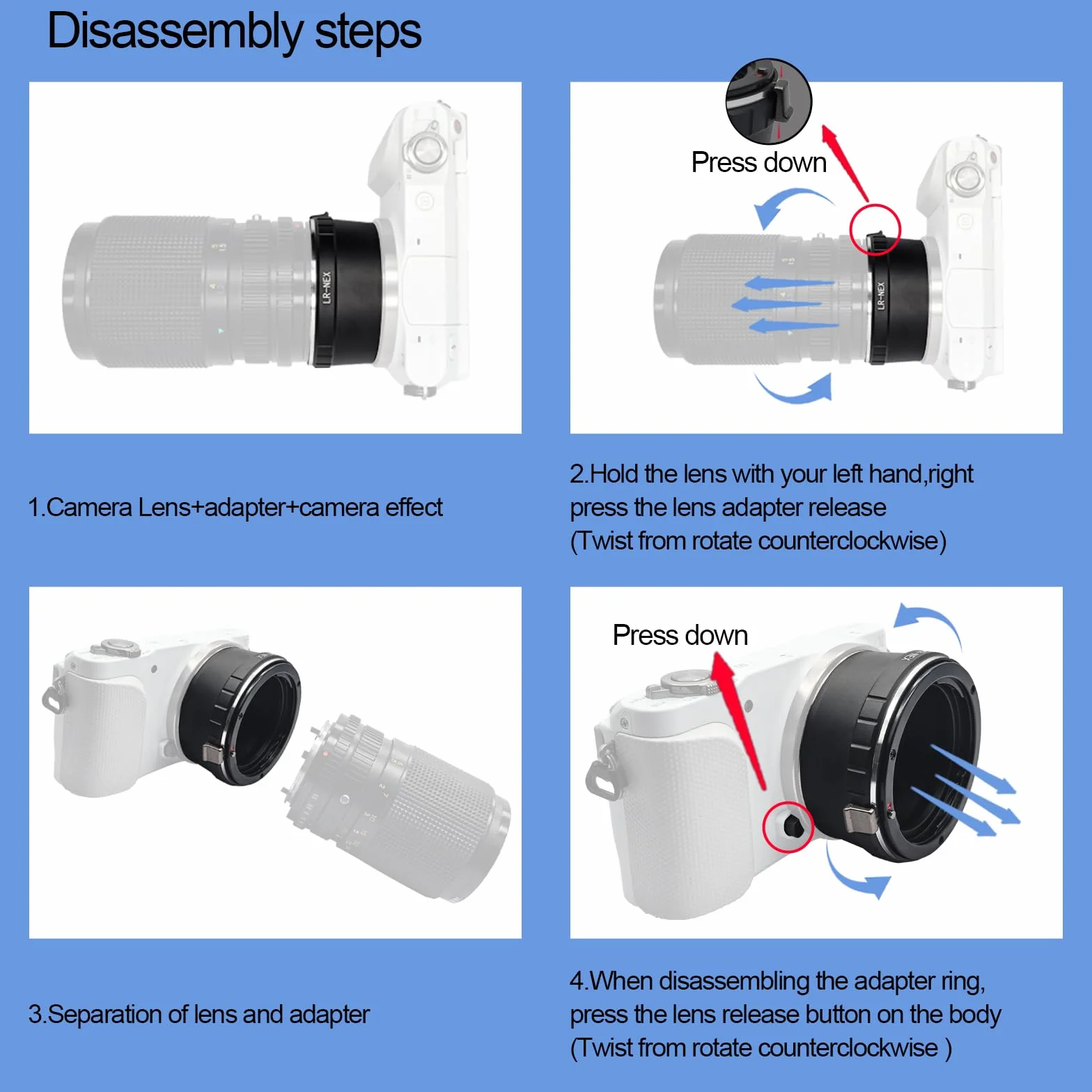 LR-NEX - Adattatore per obiettivo Leica L/R, compatibile con fotocamera E-mount, NEX-3, NEX-C3, NEX-F3, NEX-3N, NEX-5, NEX-5N, a3000, a7, a7S, a7R, a7II, a7RII; LR to NEX Lens Adapter