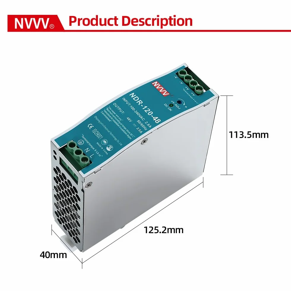 NDR-120-48 - Alimentatore di rete DIN RAIL 120 W, 48 V, 2,5 A