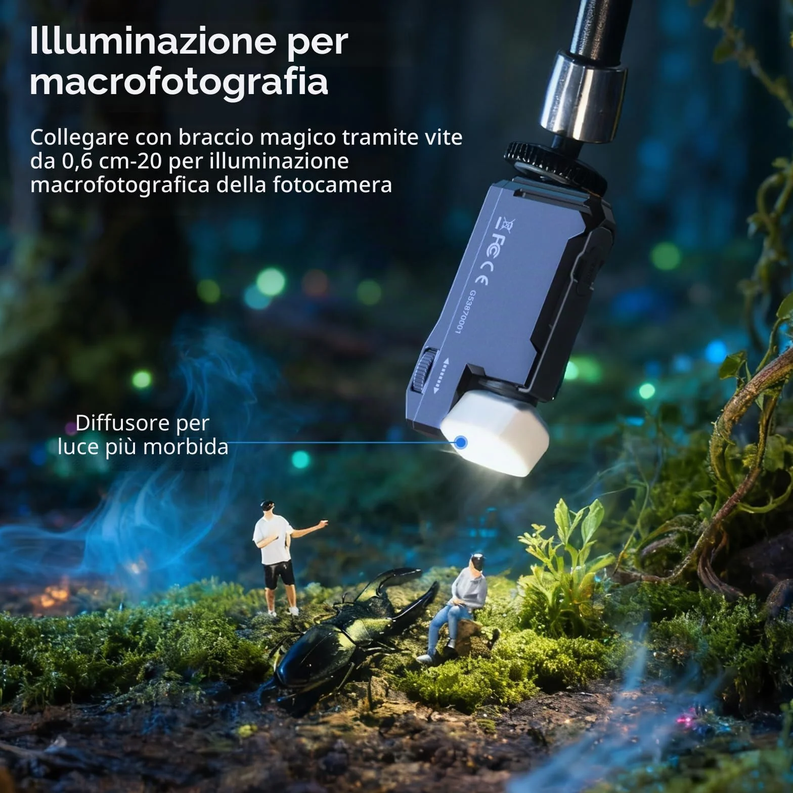 SMALLRIG Mini torcia EDC ricaricabile, luce LED magnetica da 400 lumen, formato tascabile, impermeabile IP65, vite da 1/4"-20, diffusore, torcia portatile per campeggio, segnalazione - 5710