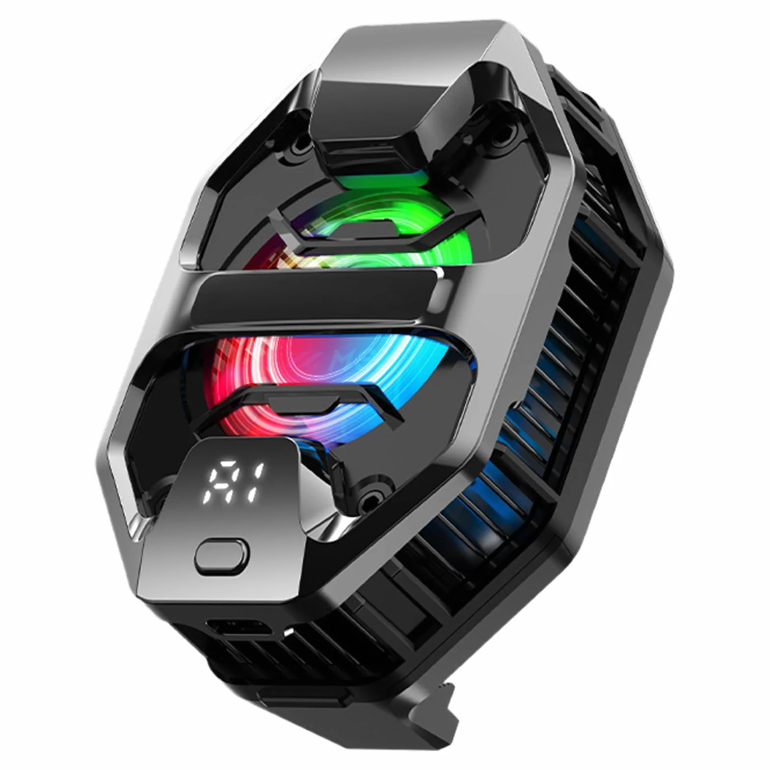 Ventola di raffreddamento per telefono, radiatore per telefono, semiconduttore, portatile, con LED RGB, per videogiochi, live streaming, vlog, tablet, spiaggia