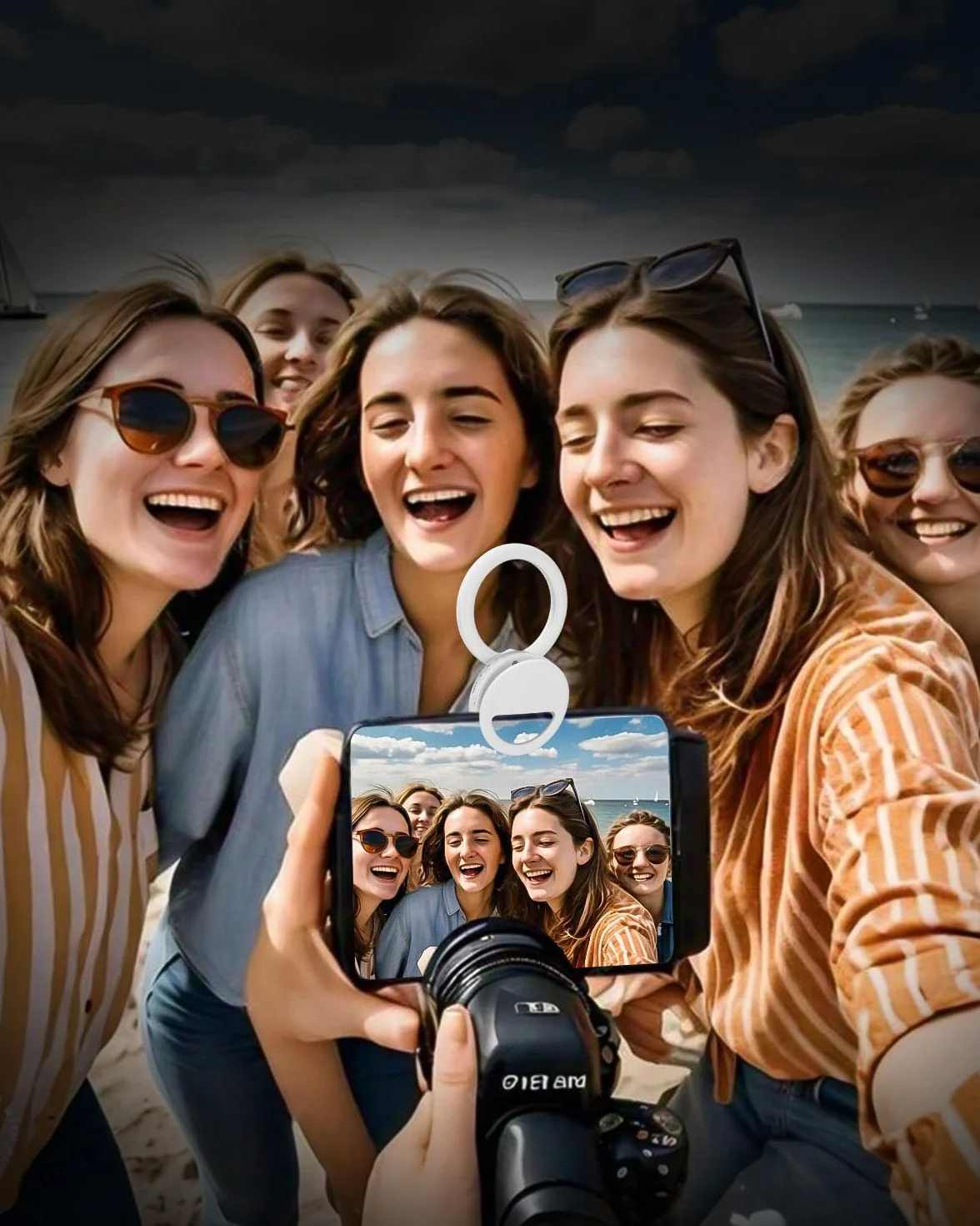 Ring Light Telefono Bianco,Temperatura Colore Regolabile da 3000K a 7000K, 5 livelli di Luminosità Regolabili, Adatto per Selfie, Laptop/Tablet,YouTube, TikTok, Video