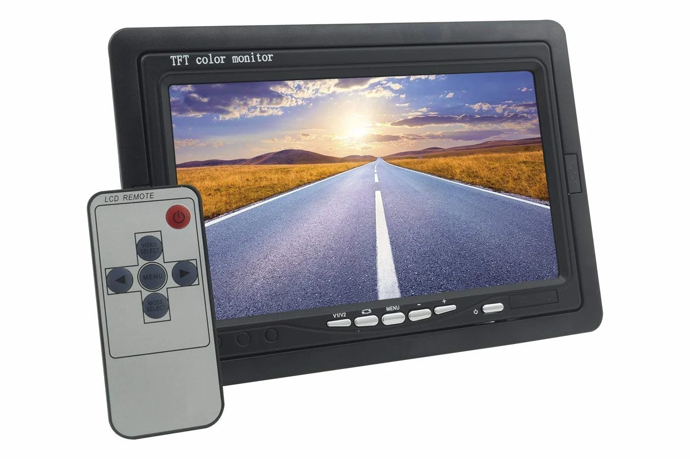 MONITOR LCD 7" POLLICI TFT CON TELECOMANDO PER AUTO MACCHINA CASA CAMPER TVCC …