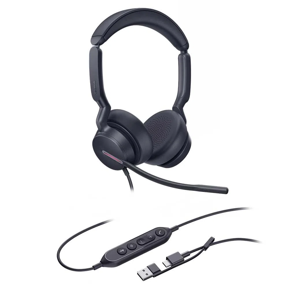 Yealink UH46 Dual USB Wired Headset con adattatore USB-C/A, variante Teams