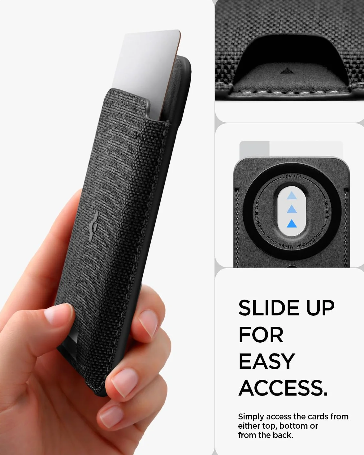 Spigen Urban Fit MagFit Portafoglio (5 carte) Magsafe Wallet Magnetico Portacarte Compatibile con iPhone 17/16/15/14/13/12 Modelle, Accessori MagSafe - Nero
