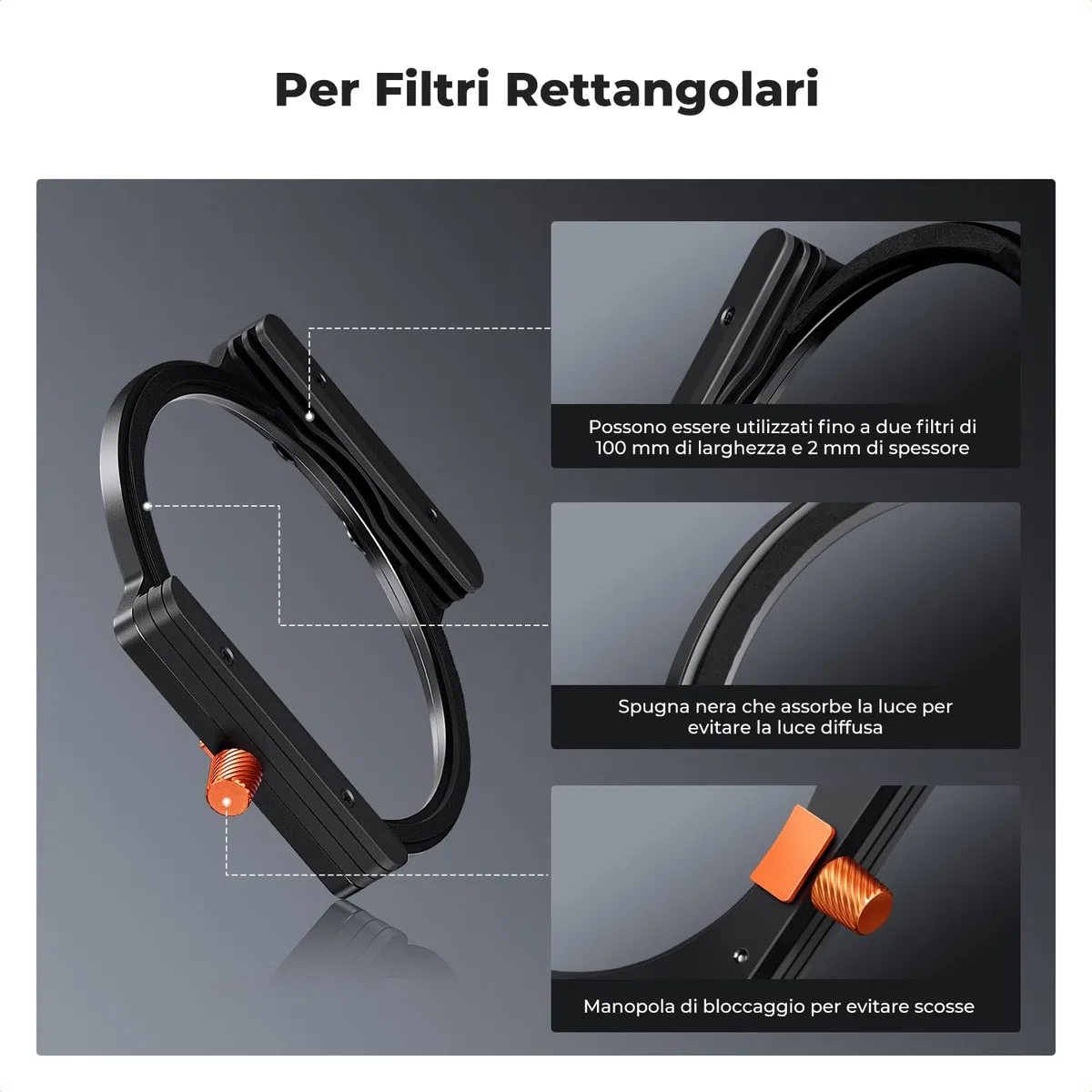 K&F CONCEPT Nano-X Kit da Filtro a Lastra Soft GND8 (0,9) da 100x150mm, 8x Anello Adattatore e 1x Portafiltro Mentale Compatibile Nano-X Porta Filtri per Lente