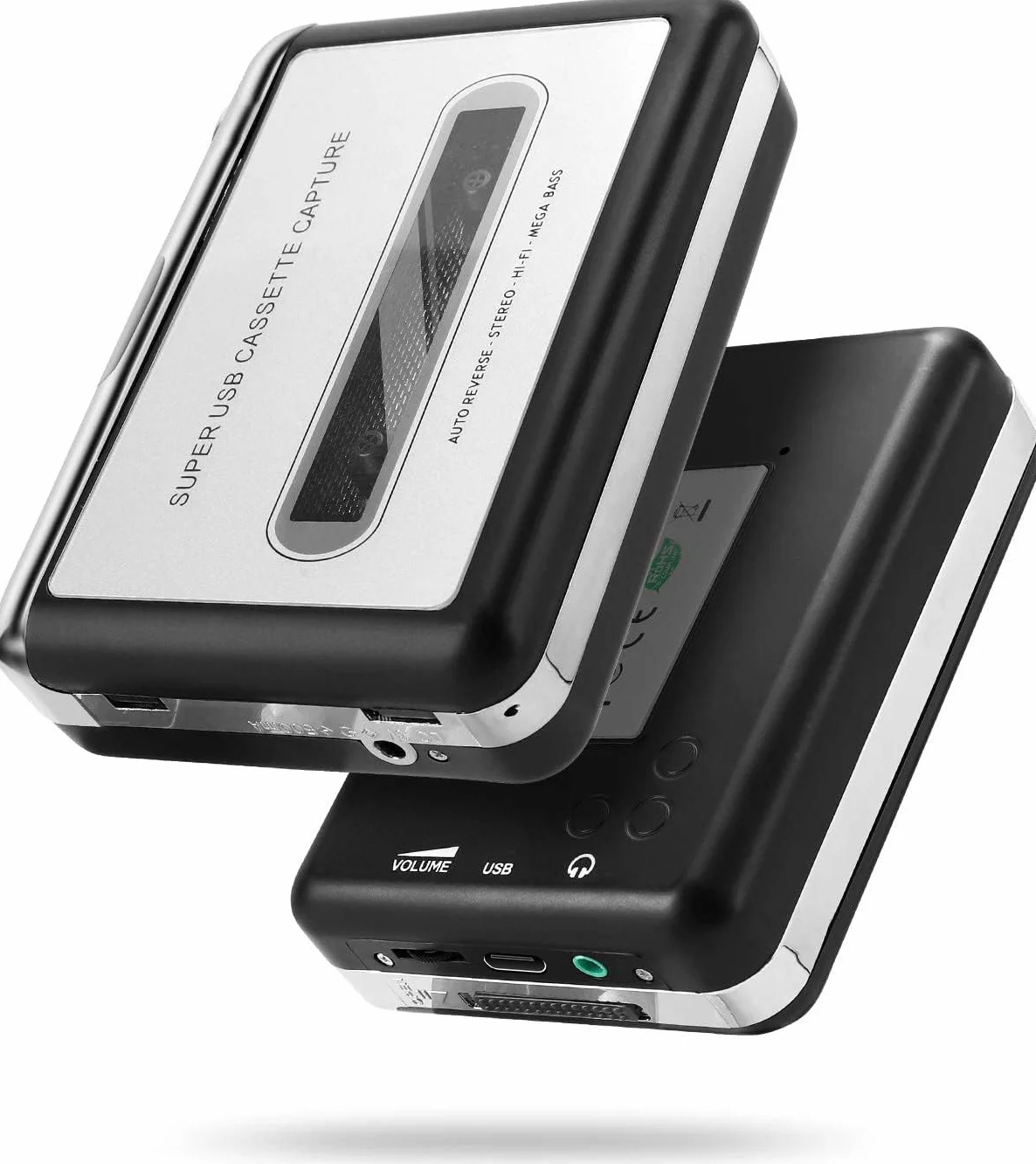 Registratore a Cassetta Portatile con Salvataggio MP3 USB Argento