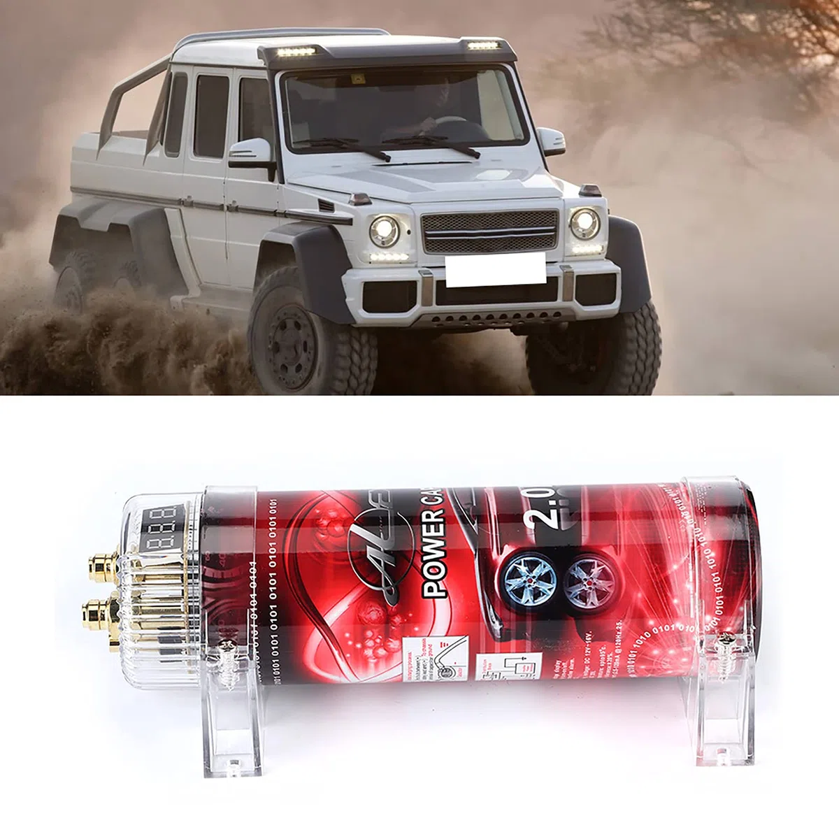 LED Rosso spegnimento Automatico 2.0 condensatore di Audio, condensatore Audio per Auto, per sistemi Fino a 2000 W.
